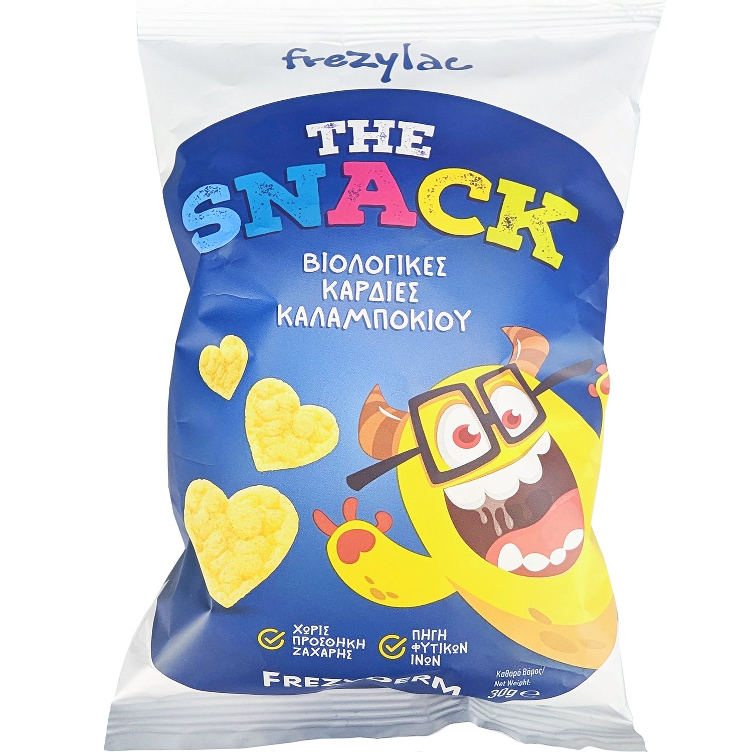 Frezyderm Frezyderm Frezylac The Snack Organic Corn Hearts Γευστικό Σνακ από Βιολογικές Καρδιές Καλαμποκιού 30g