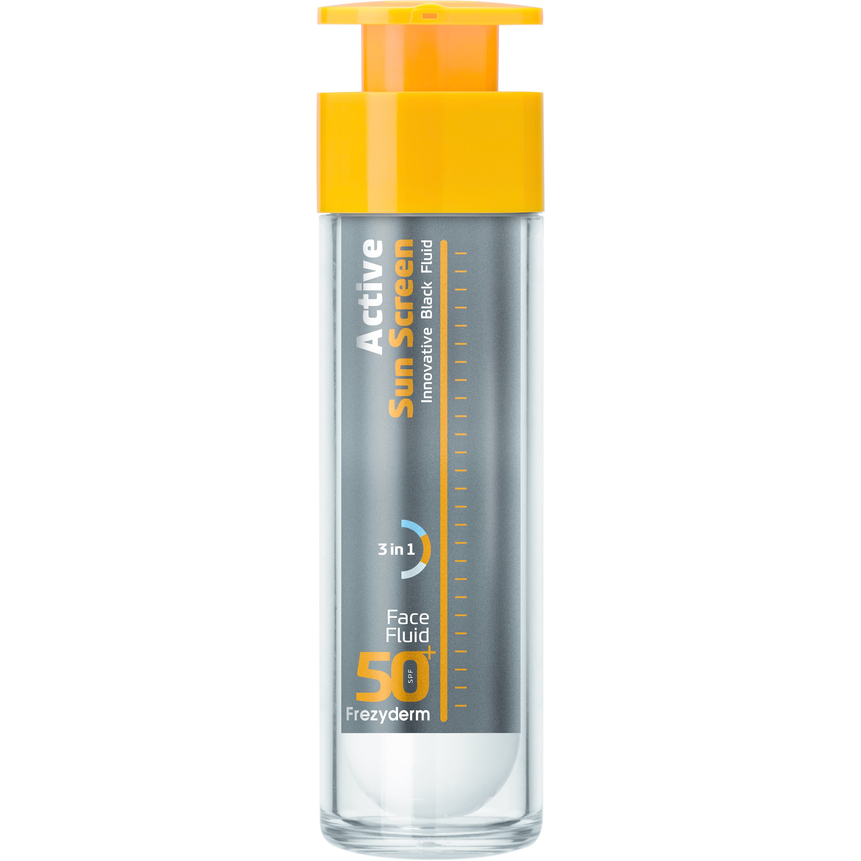 Frezyderm Frezyderm Active Sun Screen Face Fluid Spf50+, Ενεργή Λεπτόρρευστη Αντηλιακή Κρέμα Προσώπου με Ειδική Μαύρη Χρώση 50ml