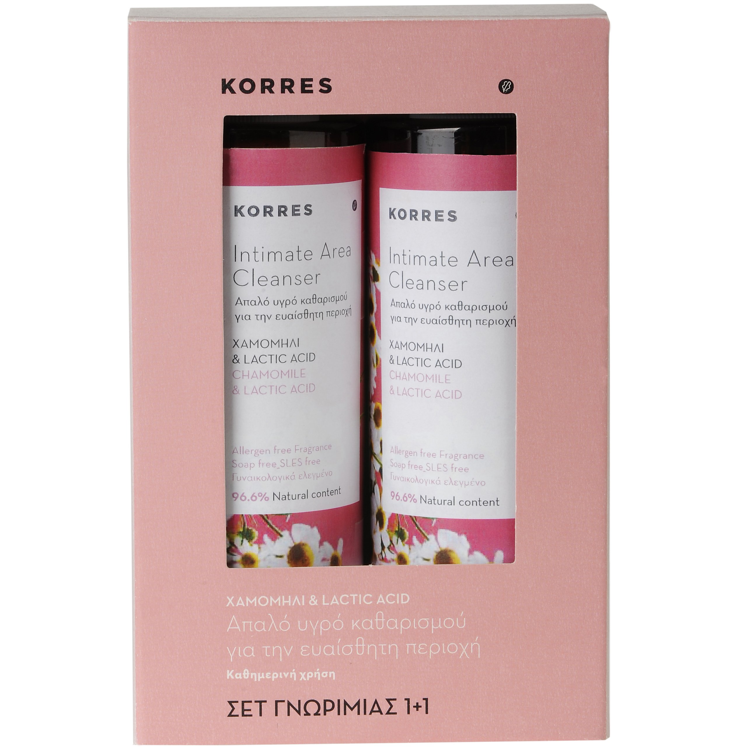 Korres Πακέτο Προσφοράς Intimate Area Cleanser Με Χαμομήλι & Lactic Acid για την Ευαίσθητη Περιοχή 1+1 Δώρο 2x250ml