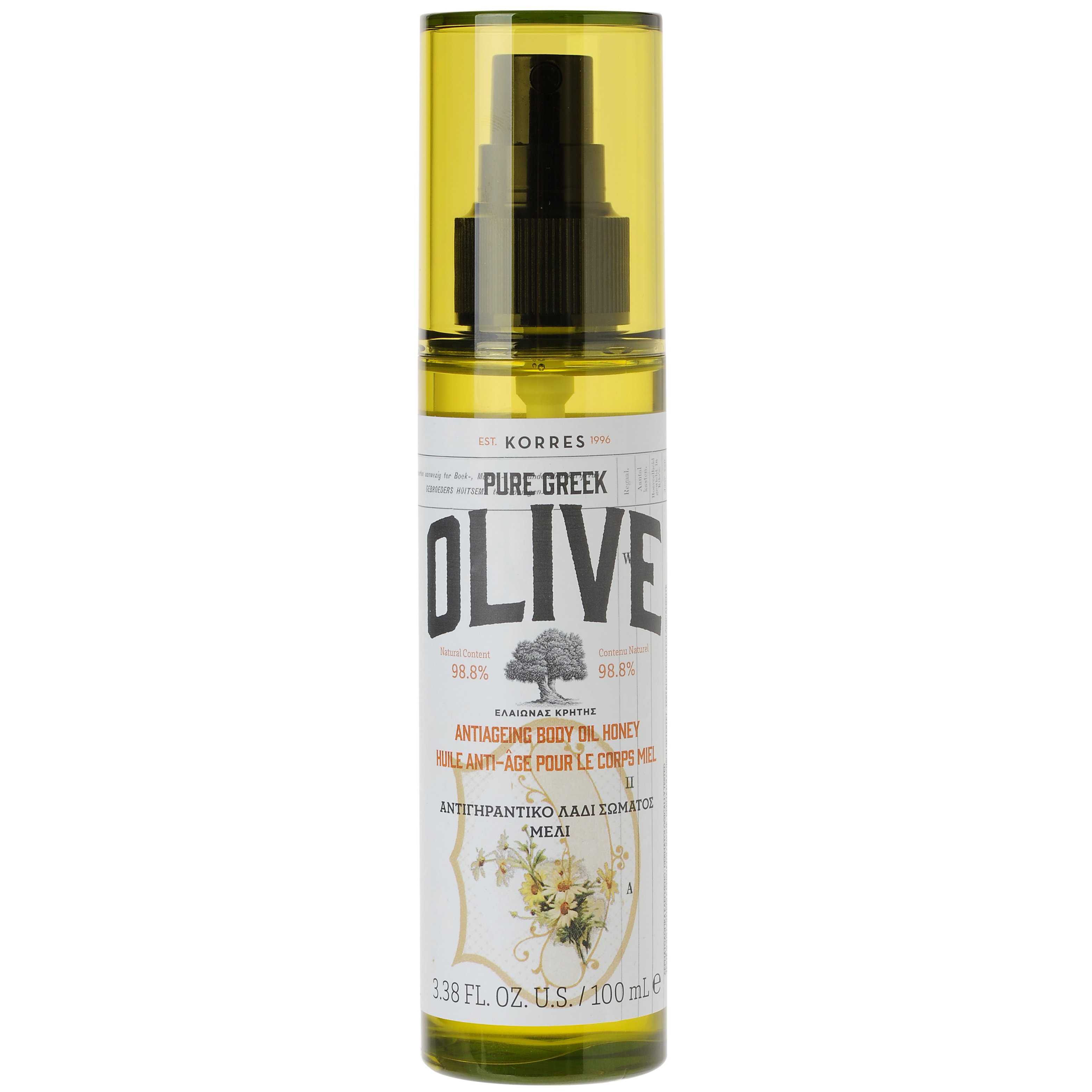 Korres Pure Greek Olive Antiageing Body Oil Honey Αντιγηραντικό, Εξαιρετικά Ενυδατικό Ξηρό Λάδι Σώματος με Άρωμα Μέλι 100ml