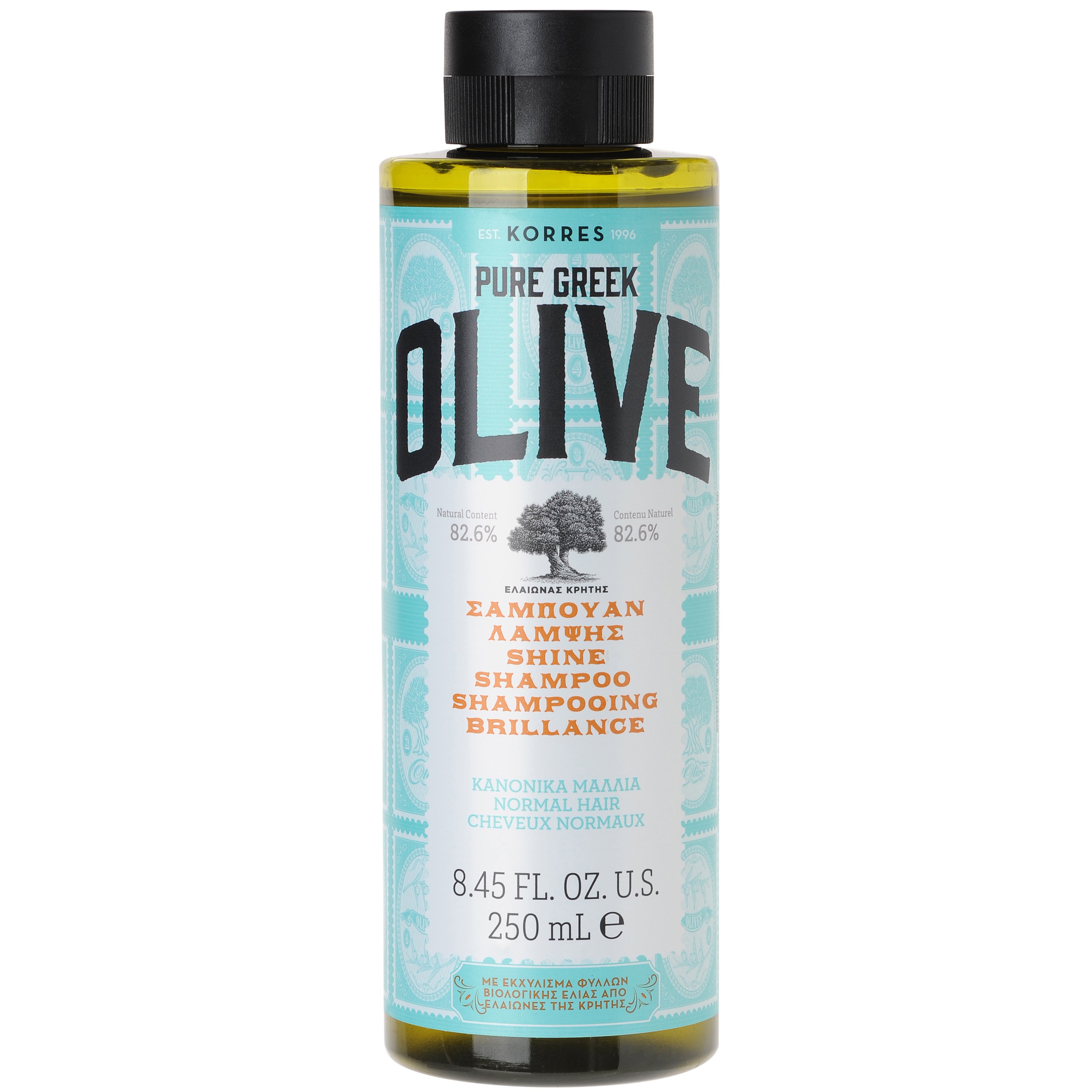 Korres Pure Greek Olive Σαμπουάν Λάμψης για Κανονικά Μαλλιά 250ml