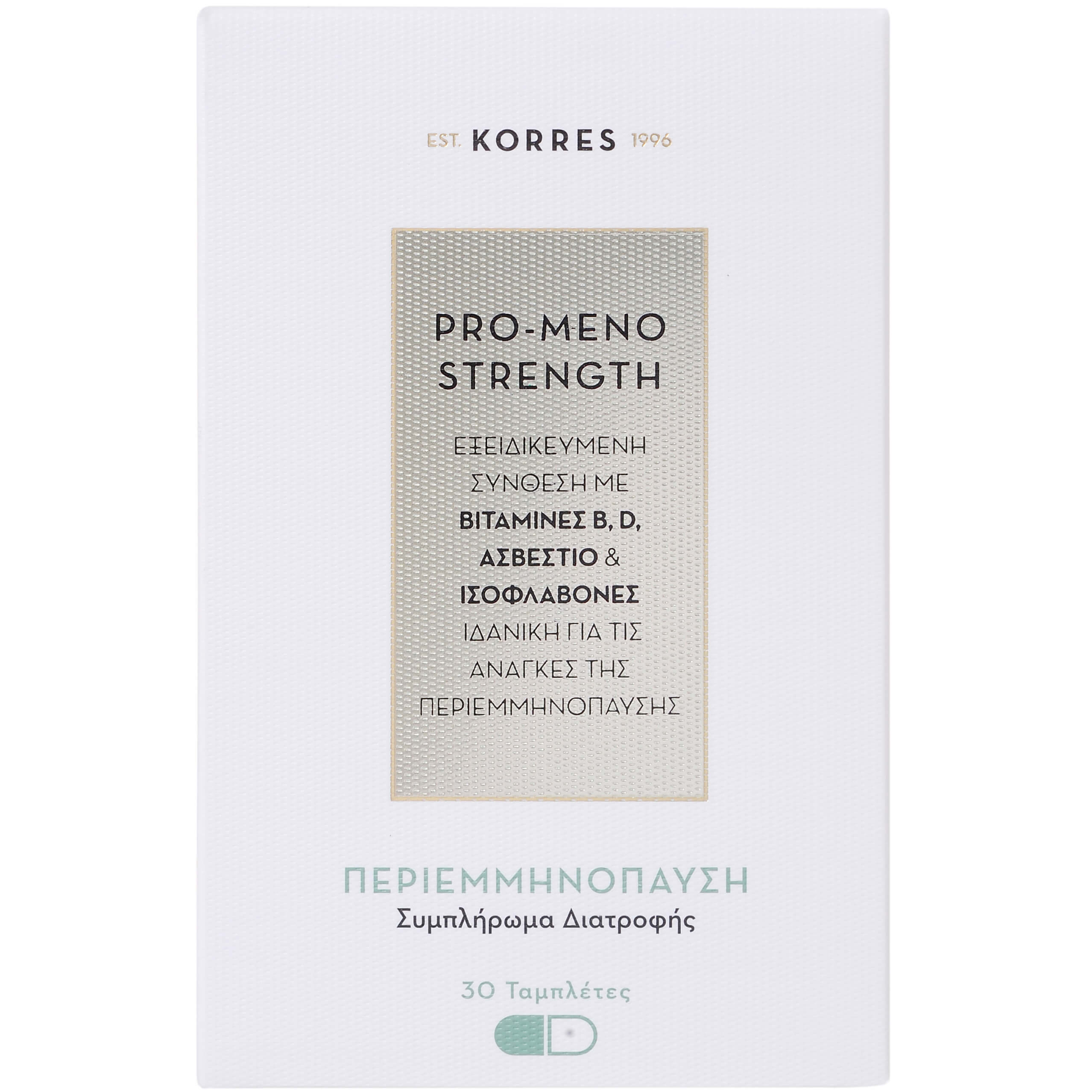 Korres Pro-Meno Strength Συμπλήρωμα Διατροφής, Εξειδικευμένη Σύνθεση για τις Ανάγκες της Περιεμμηνόπαυσης 30 Tabs