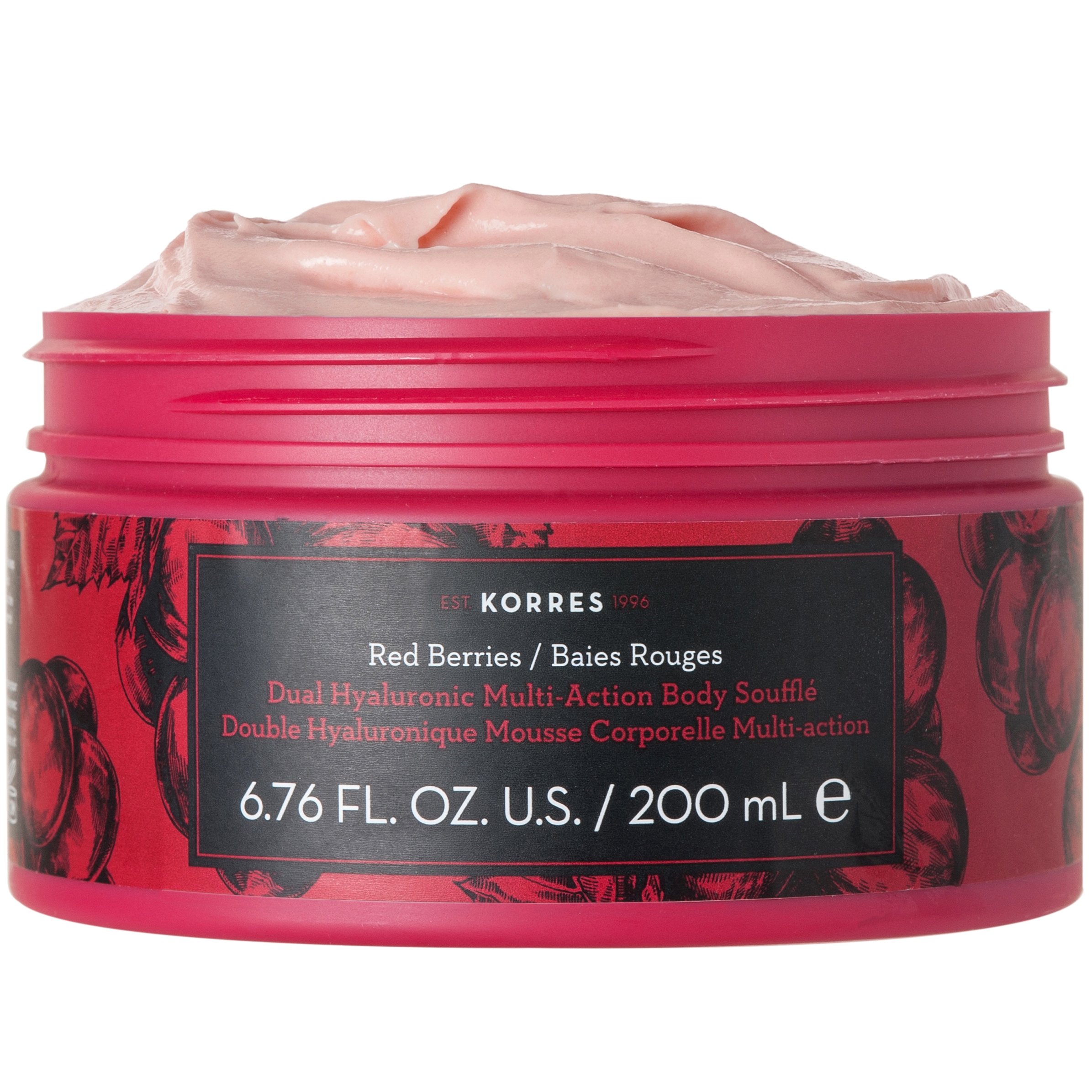 Korres Dual Hyaluronic Multi Action Body Souffle με Διπλό Υαλουρονικό Άρωμα Red Berries 200ml