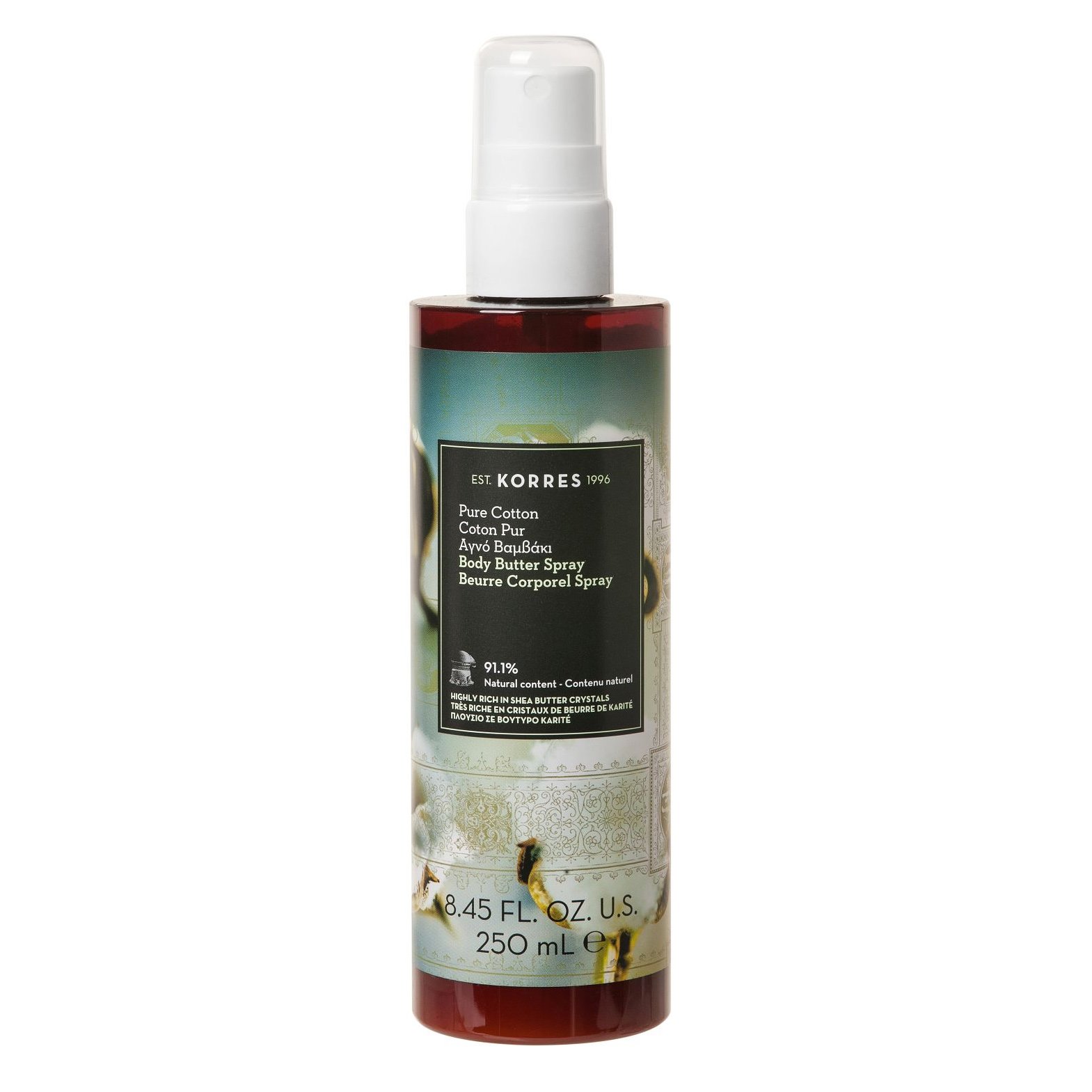 Korres Pure Cotton Body Butter Spray Ενυδατικό Butter Σώματος σε Μορφή Spray με Φρέσκο & Γλυκό Άρωμα Ίριδας & Βαμβακιού 250ml