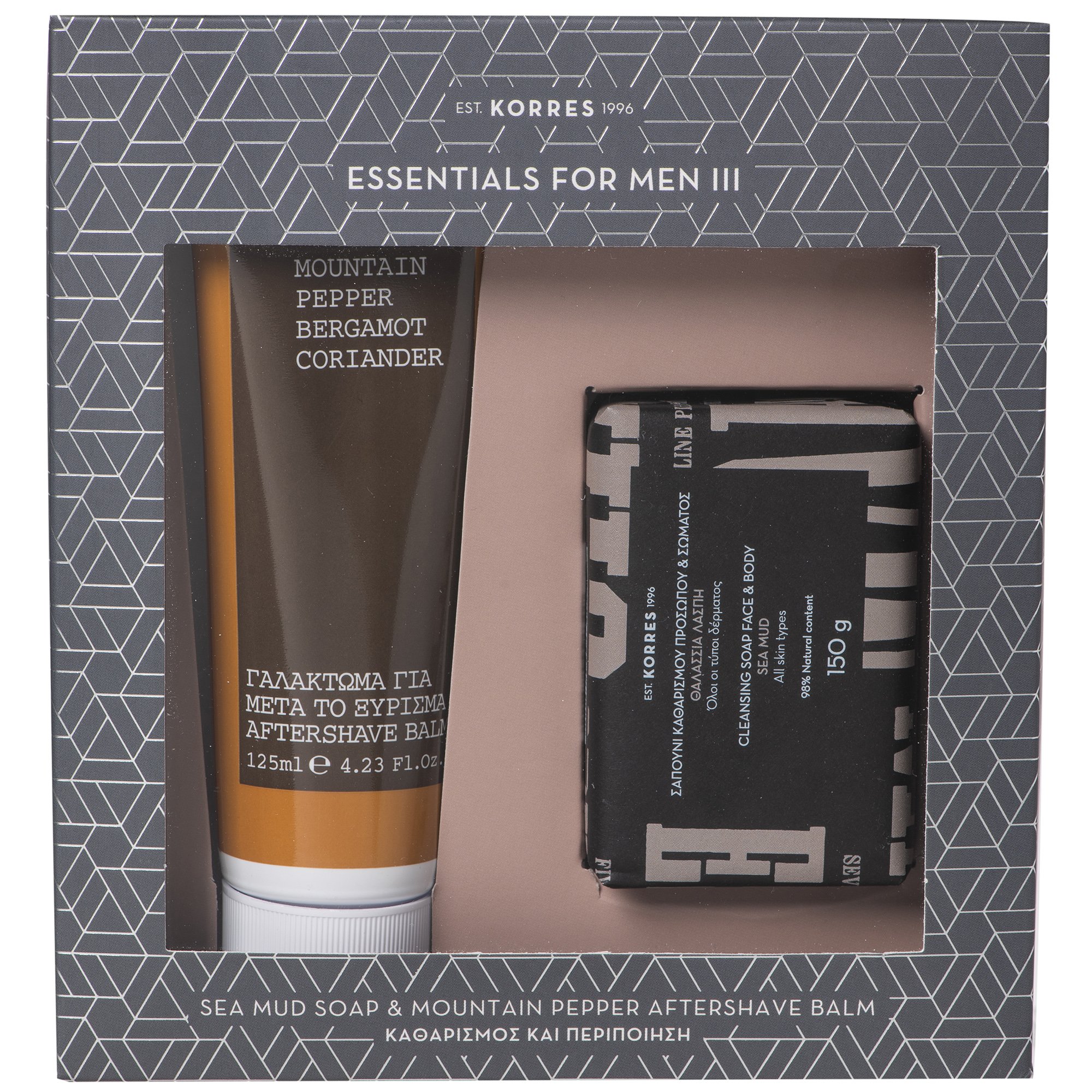 Korres Πακέτο Προσφοράς Mountain Pepper Bergamot Coriander Aftershave Balm 125ml & Sea Mud Σαπούνι Καθαρισμού 150gr Ειδική Τιμή