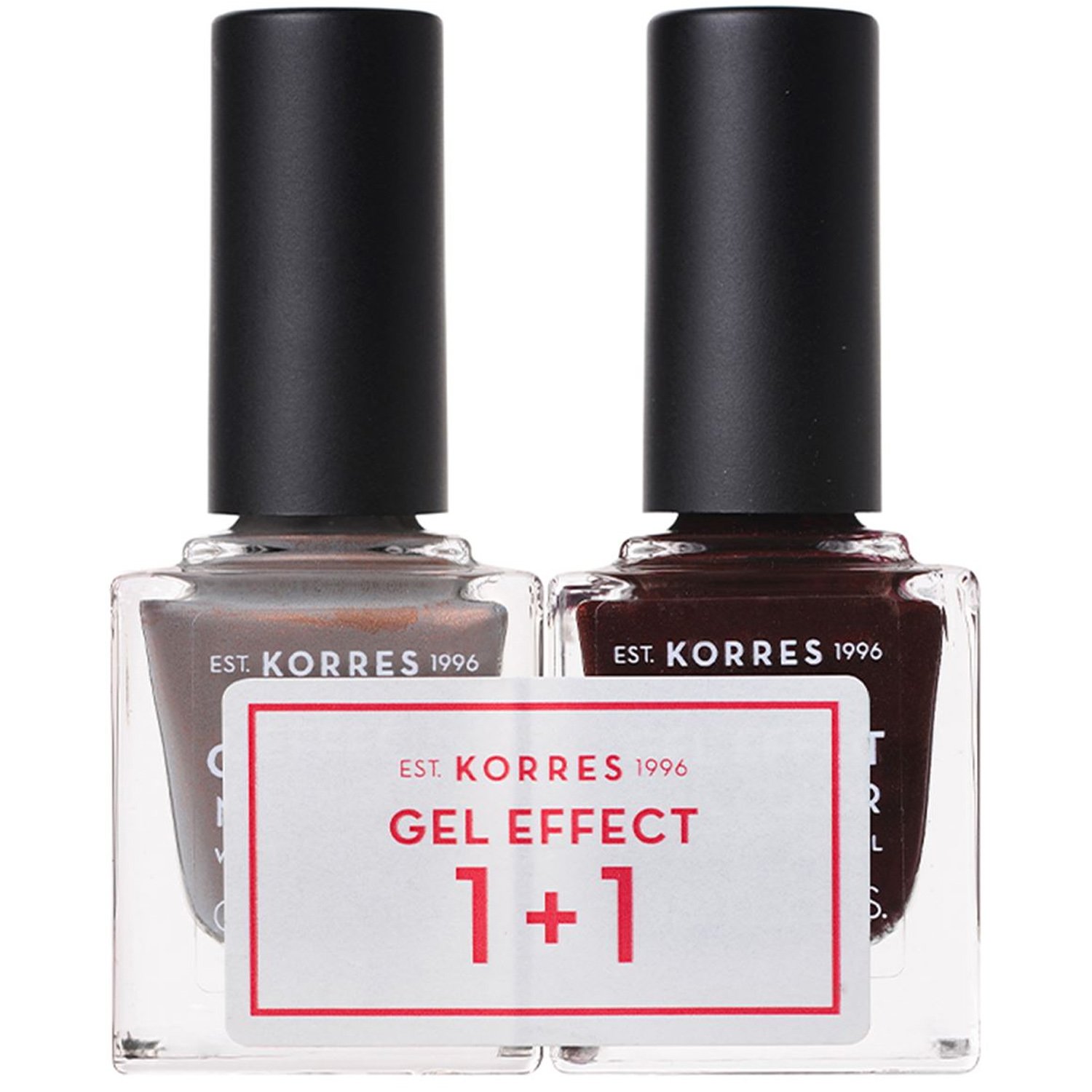 Korres Πακέτο Προσφοράς Gel Effect Nail Colour Holographic Ash 70 & Festive Red 54 Βερνίκια Νυχιών Απόλυτης Λάμψης & Διάρκειας, με Αμυγδαλέλαιο 2x11ml