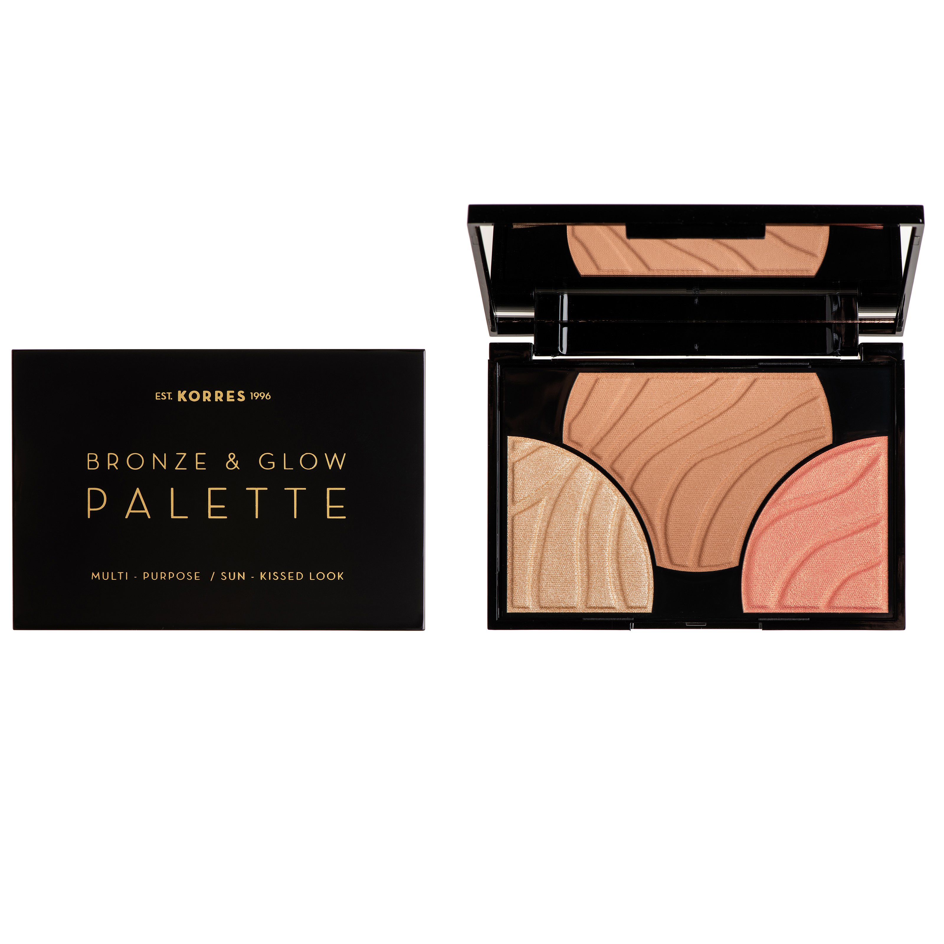 Korres Bronze & Glow Palette Παλέτα Τριών Αποχρώσεων Bronzer, Highlighter & Ρουζ για Φυσικό Αποτέλεσμα Champagne Glow 20gr