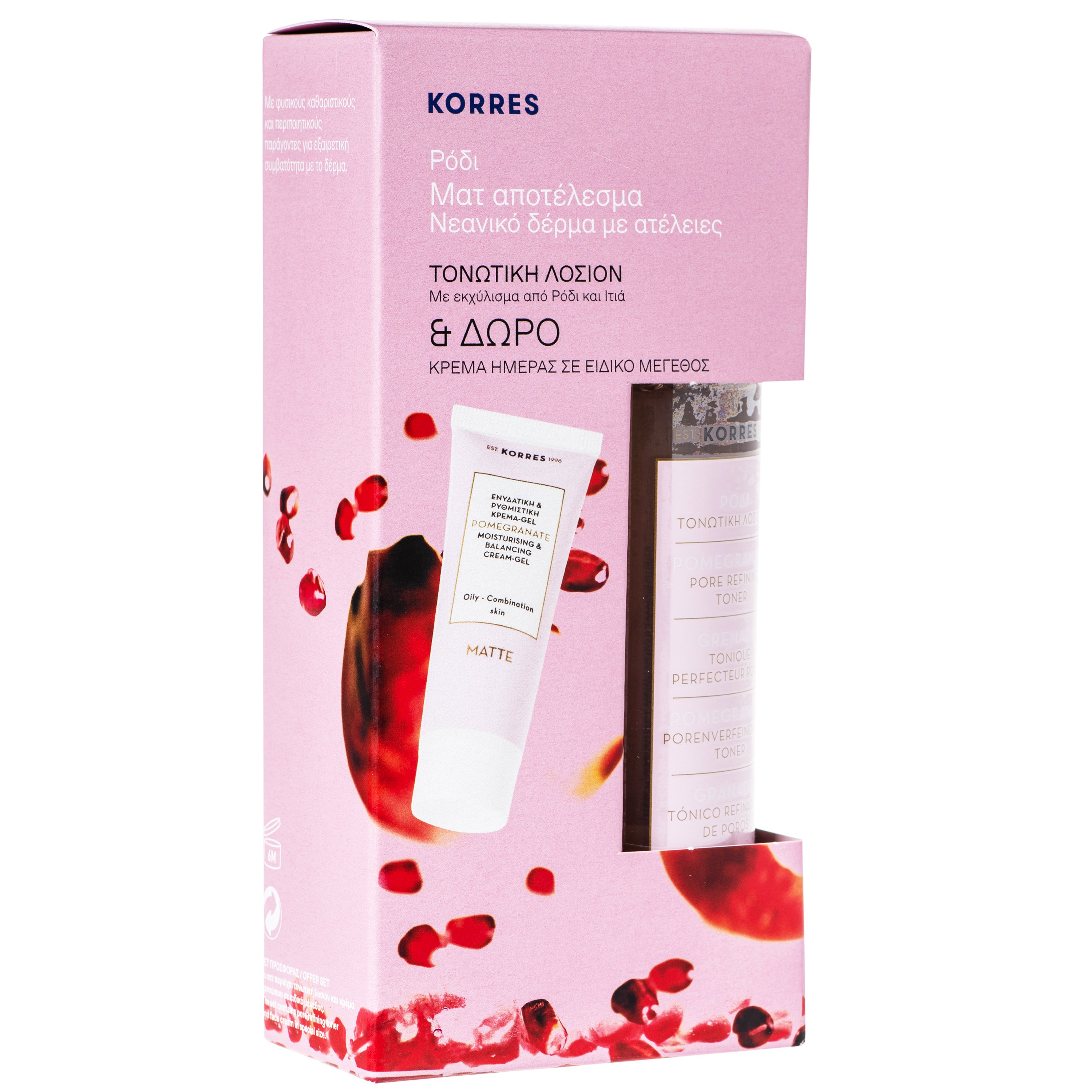 Korres Πακέτο Προσφοράς Pomegranate Pore Refining Toner 200ml & Δώρο Moisturising & Balancing Cream-Gel 16ml