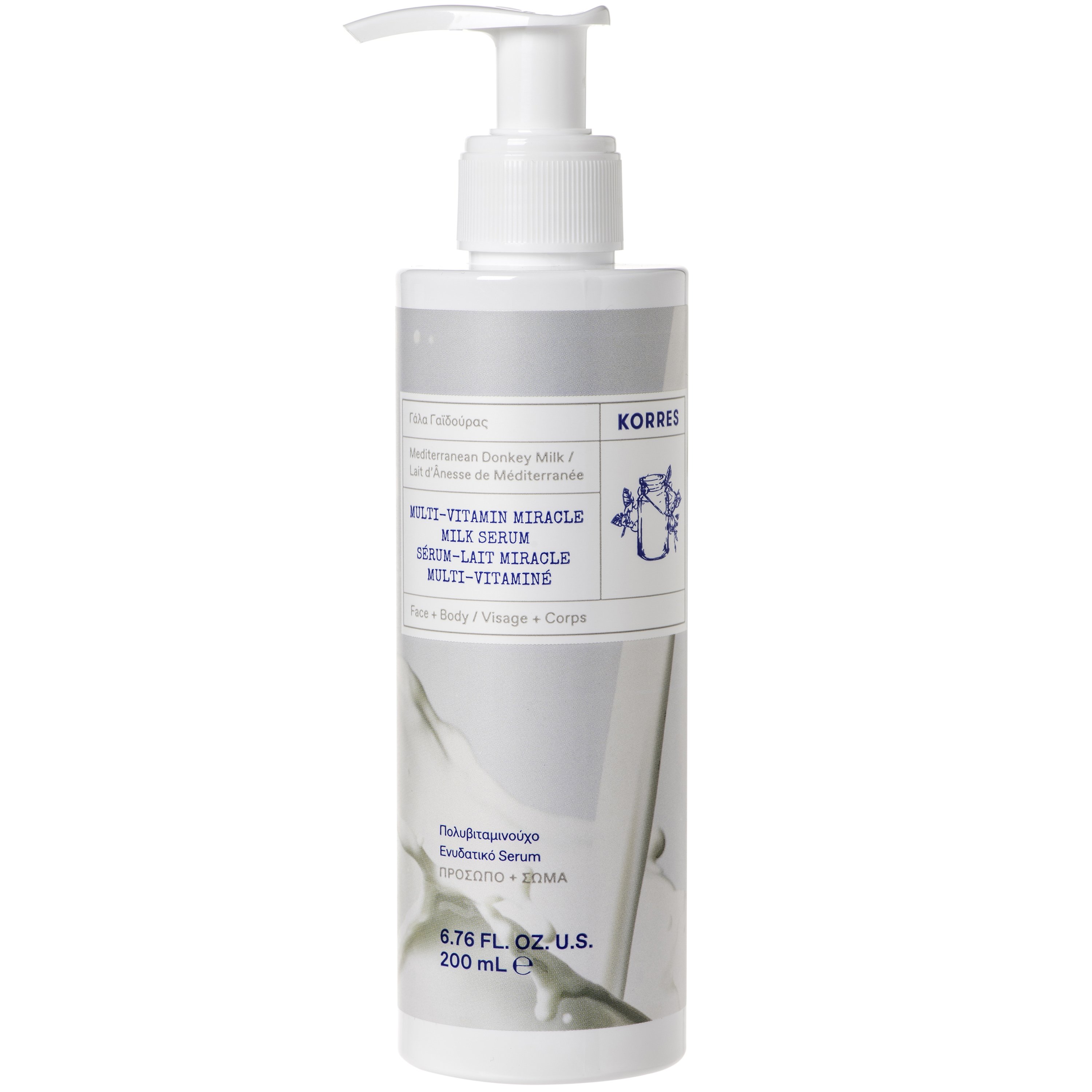 Korres Mediterranean Donkey Milk Multi Vitamin Miracle Serum Πολυβιταμινούχο Ενυδατικό Serum Προσώπου, Σώματος με Γάλα Γαϊδούρας 200ml