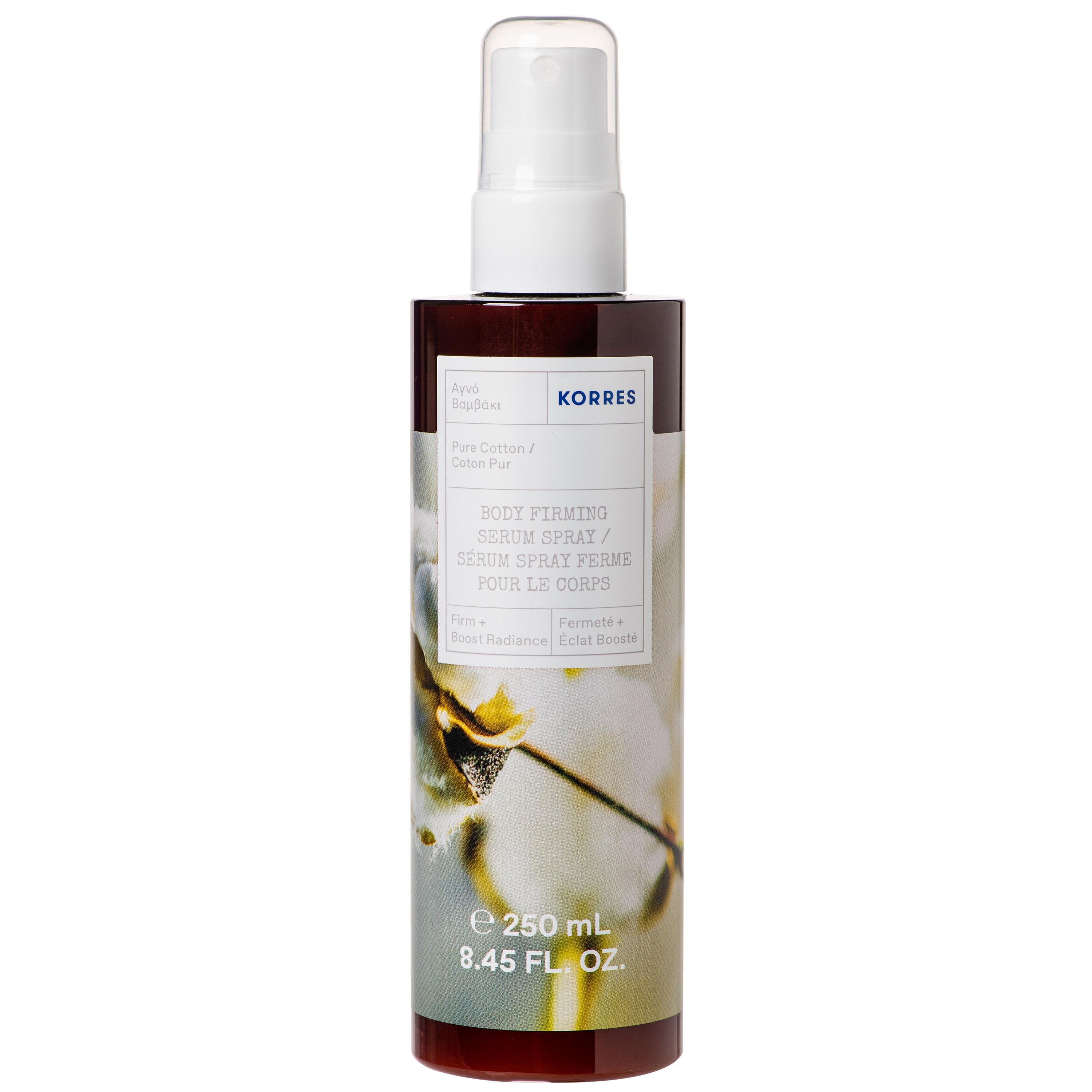 Korres Pure Cotton Body Firming Serum Spray Συσφιγκτικό Σώματος σε Μορφή Spray με Φρέσκο & Γλυκό Άρωμα Ίριδας & Βαμβακιού 250ml