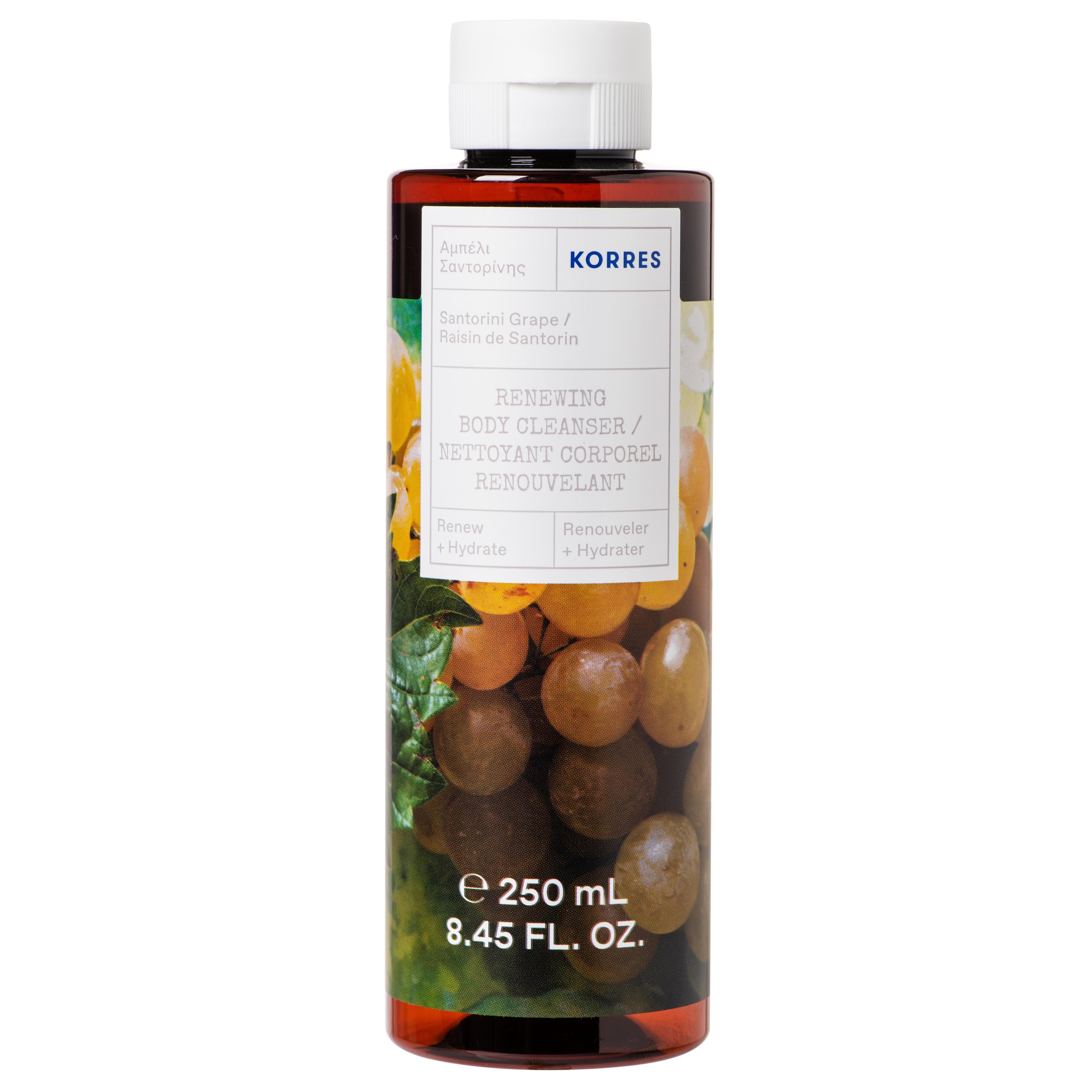 Korres Renewing Body Cleanser Santorini Grape Shower Gel Αναζωογονητικό, Ενυδατικό Αφρόλουτρο με Φρέσκο, Φρουτώδες  Άρωμα από Αμπέλια Σαντορίνης 250ml