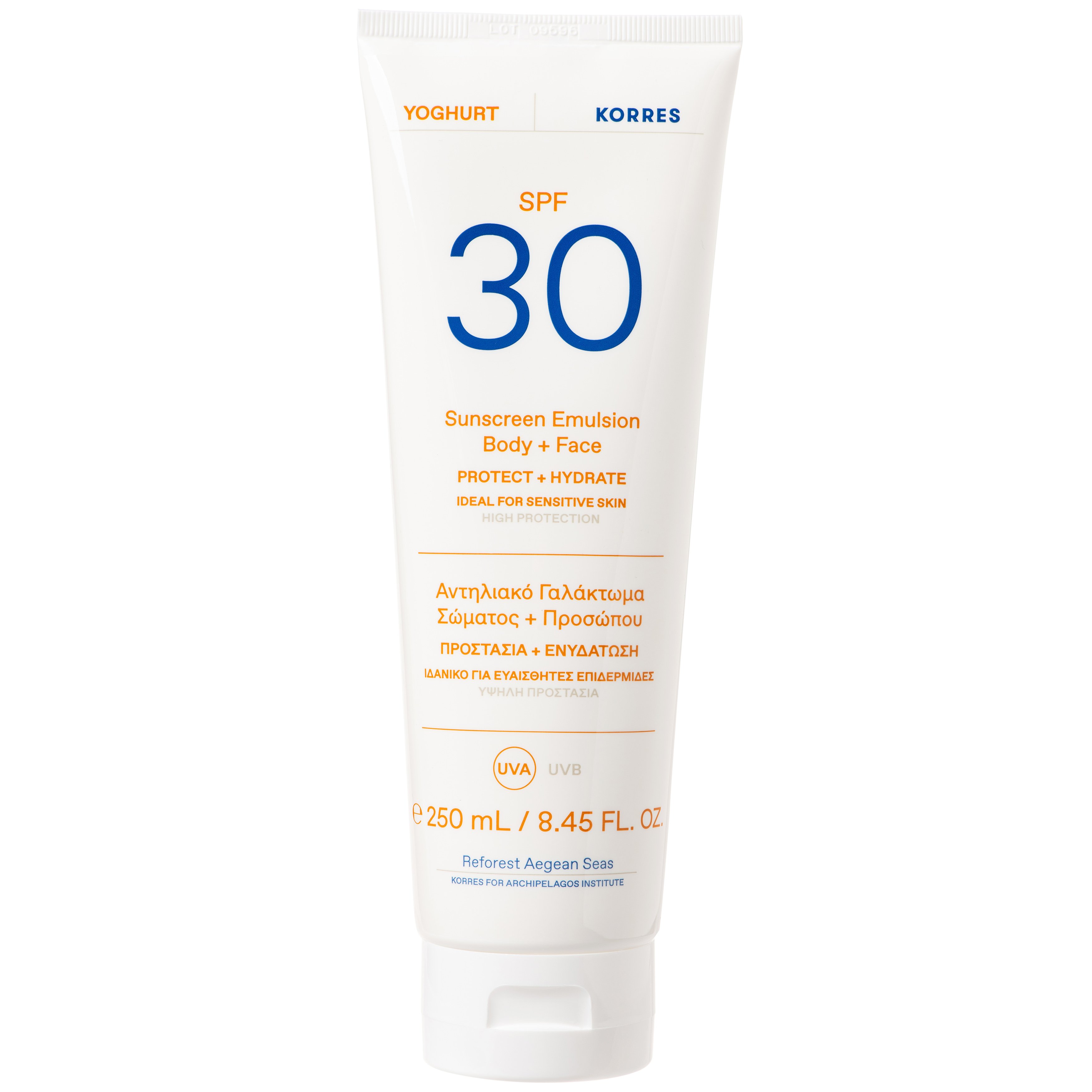 Korres Yoghurt Sunscreen Emulsion Face & Body Spf30 Αντηλιακό Γαλάκτωμα Προσώπου Σώματος Υψηλής Προστασίας με Γιαούρτι 250ml