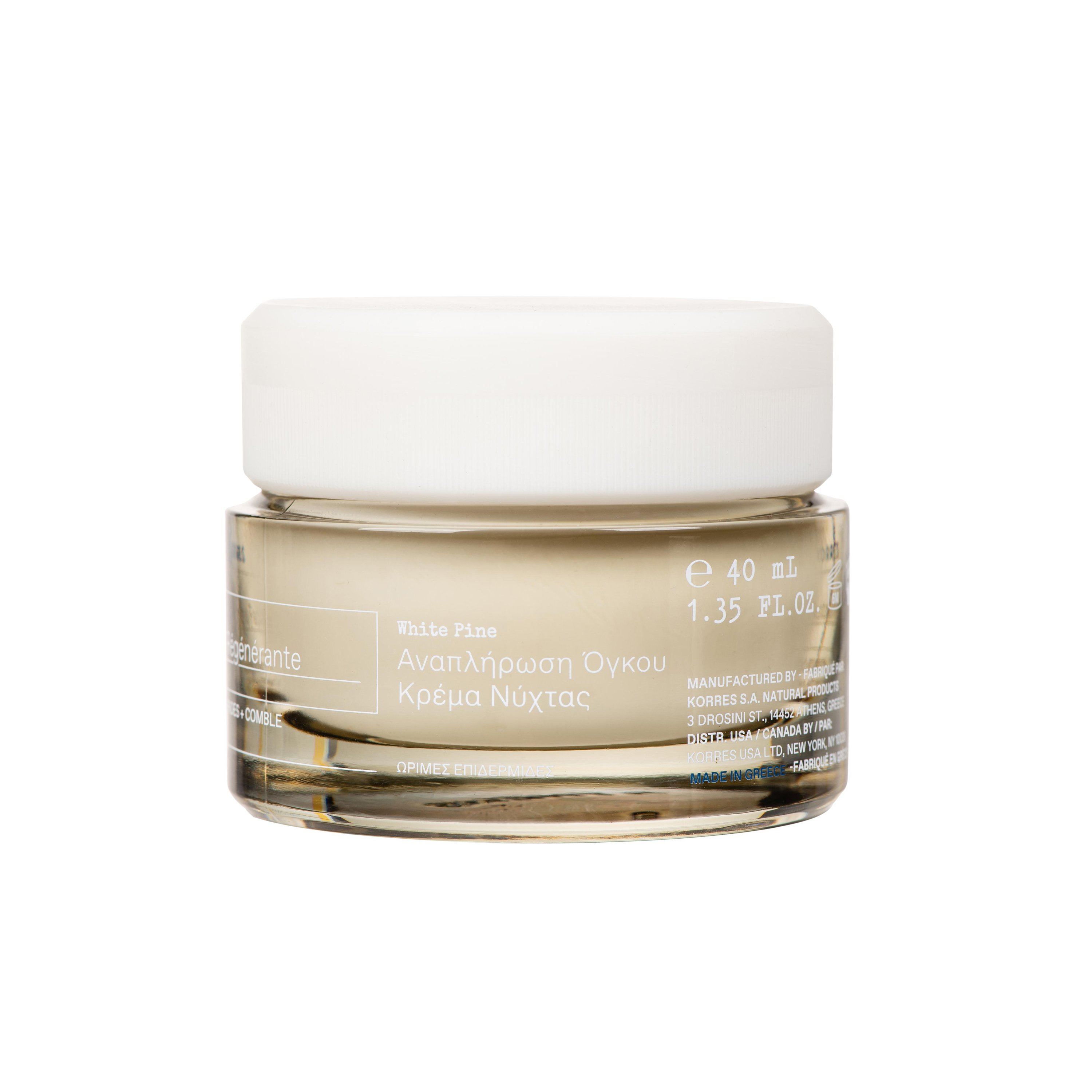 Korres White Pine Night Cream Λευκή Πεύκη Κρέμα Νύχτας Αναπλήρωσης Όγκου για Ώριμες Επιδερμίδες 40ml