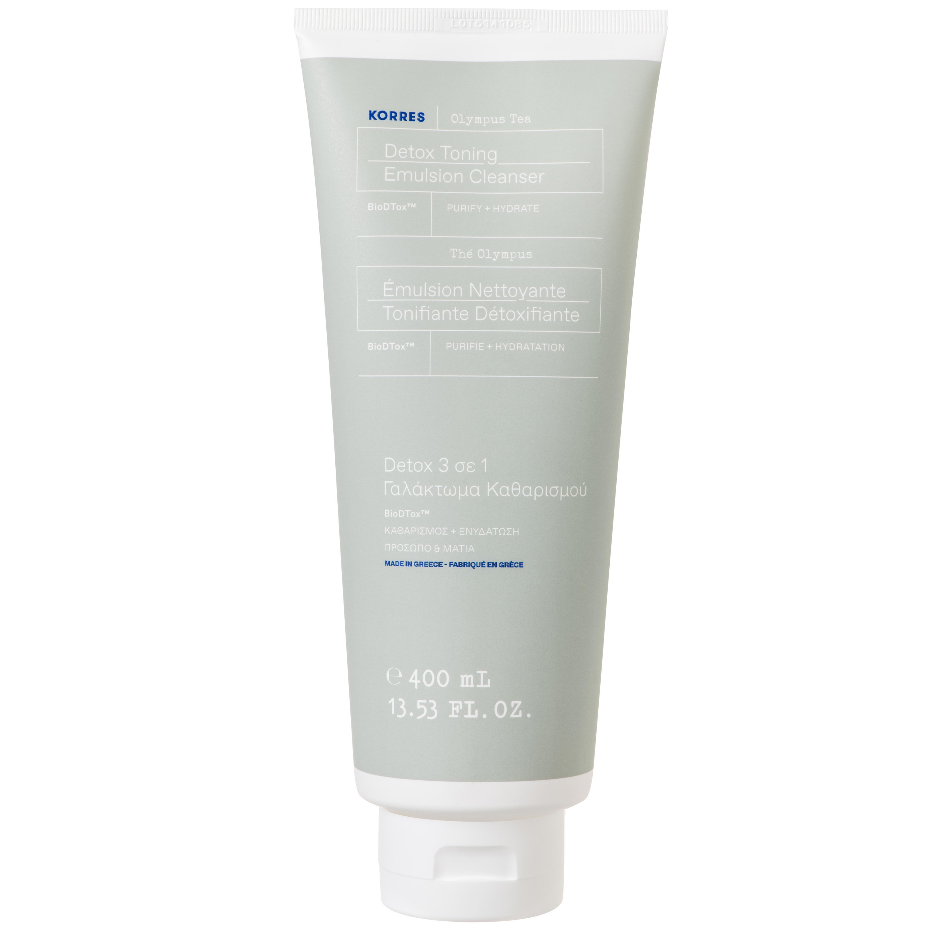 Korres Olympus Tea Detox Toning Emulsion Cleanser 3 in 1 Γαλάκτωμα Καθαρισμού Προσώπου 3 σε 1 για Καθαρισμό, Τόνωση & Ντεμακιγιάζ 400ml
