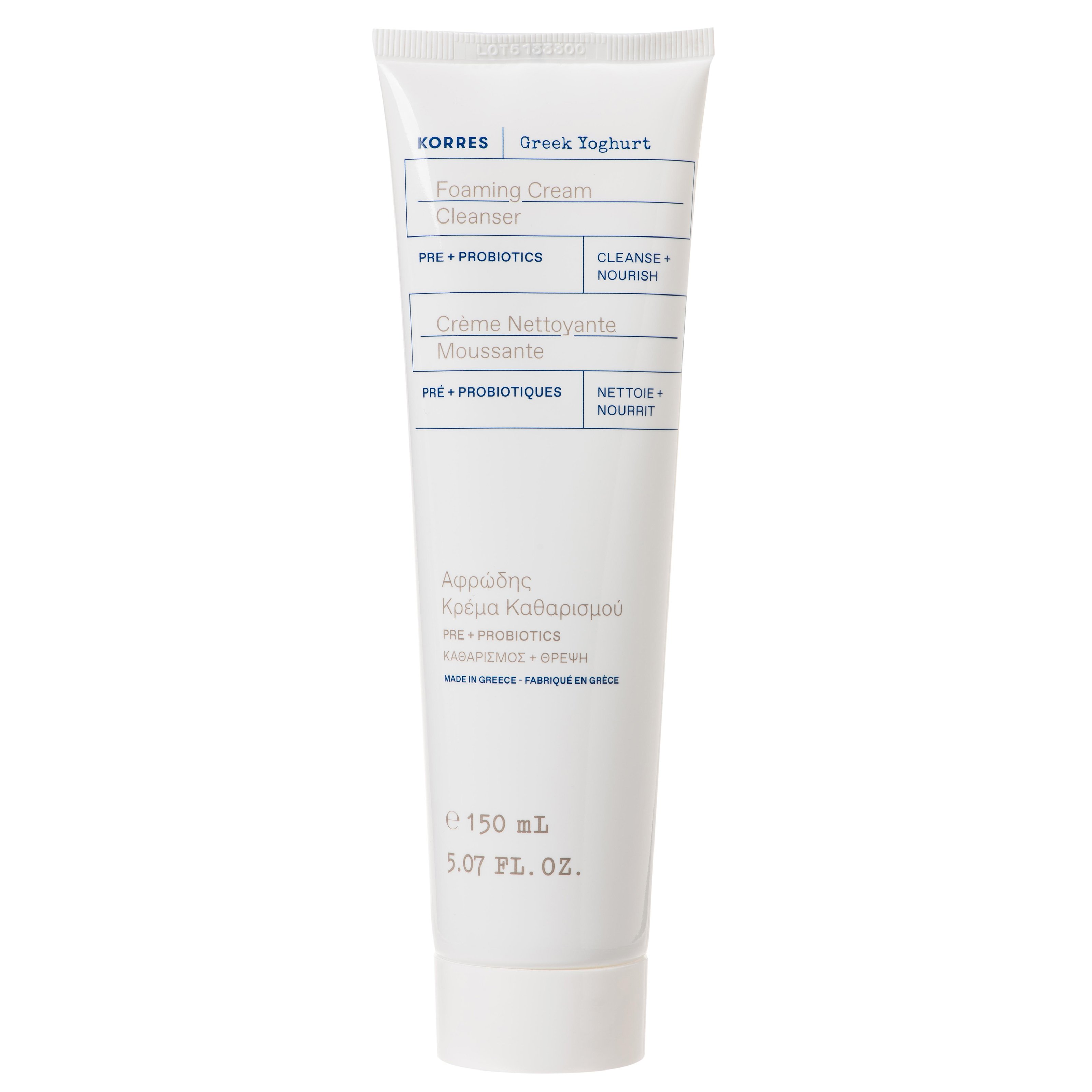Korres Greek Yoghurt Foaming Cream Cleanser Αφρώδης Κρέμα Καθαρισμού με Ελληνικό Γιαούρτι & Πρεβιοτικά – Προβιοτικά 150ml