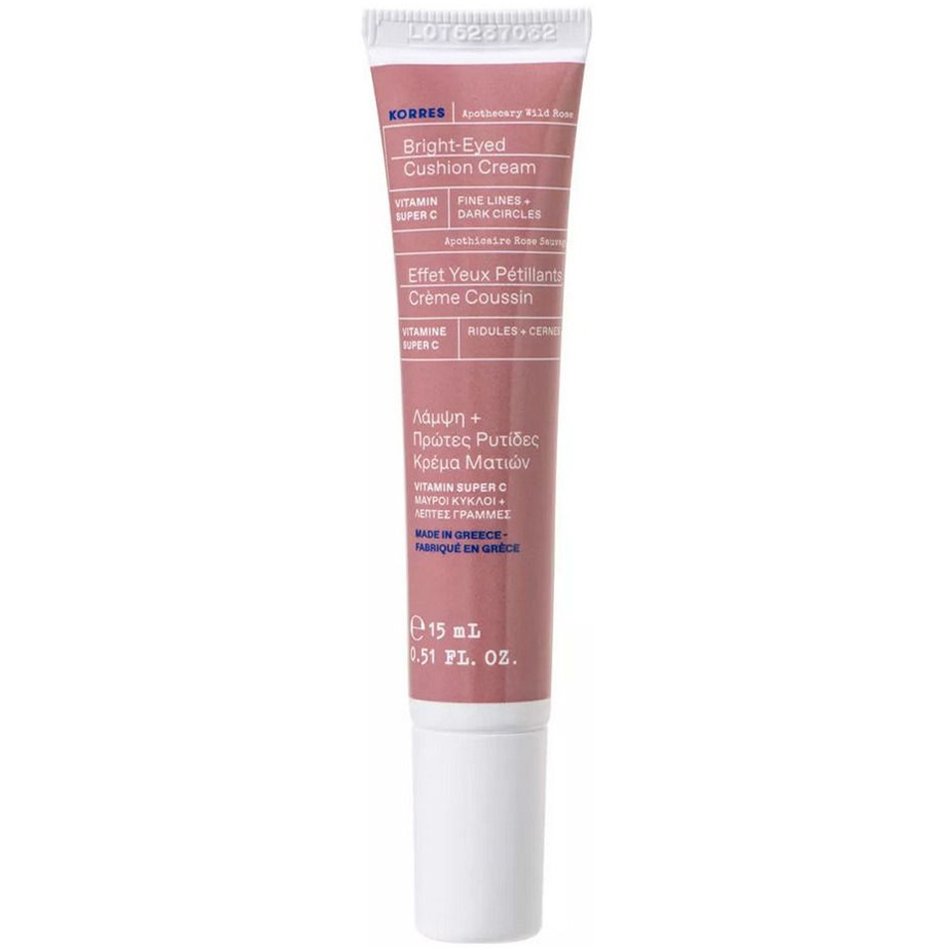 Korres Apothecary Wild Rose Bright-Eyed Cushion Cream Αντιρυτιδική Κρέμα Ματιών για Λάμψη, Πρώτες Ρυτίδες & Μαύρους Κύκλους 15ml