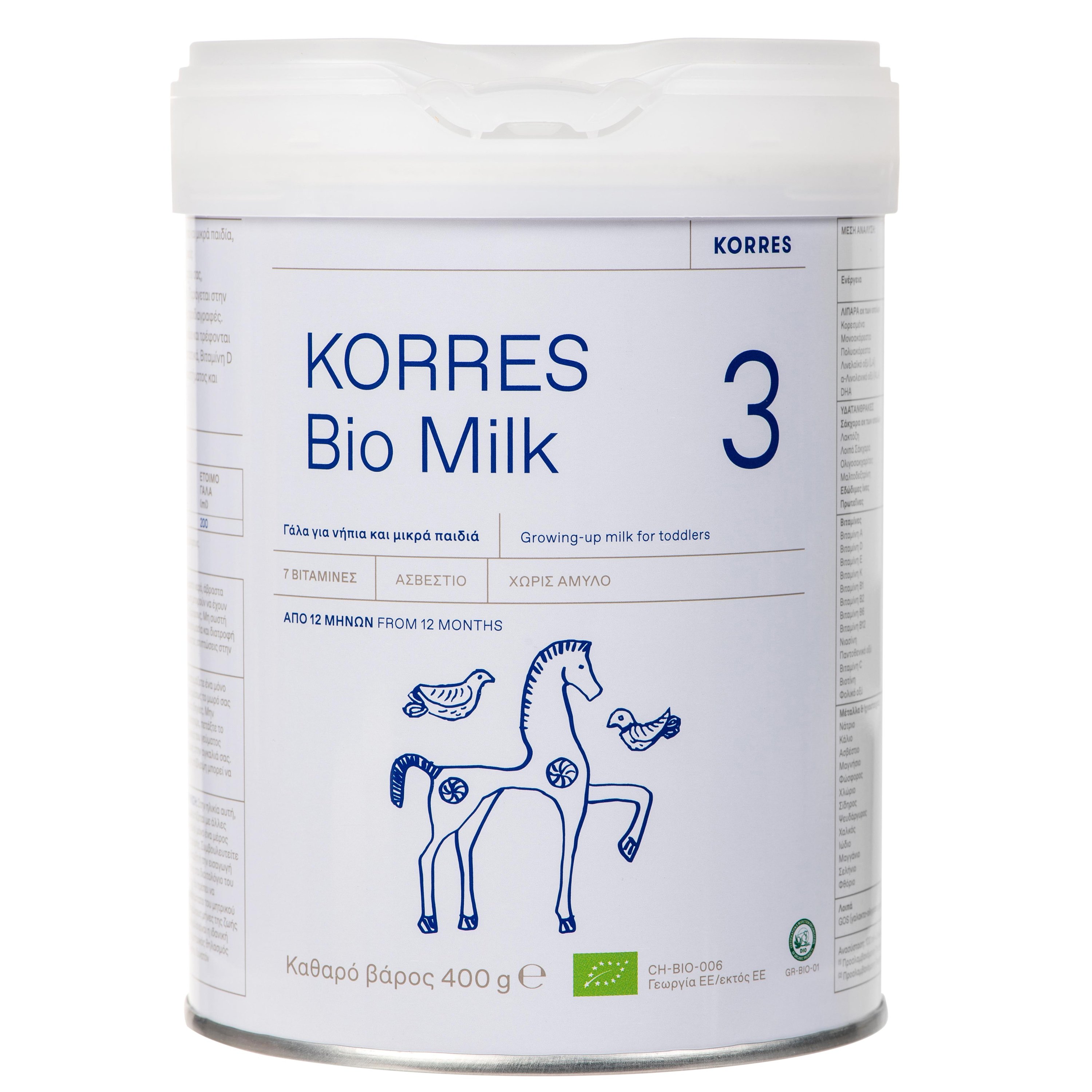 Korres Korres Bio Milk 3 Βιολογικό Αγελαδινό Γάλα 3ης Βρεφικής Ηλικίας σε Μορφή Σκόνης για Παιδιά Από 12 Μηνών 400gr