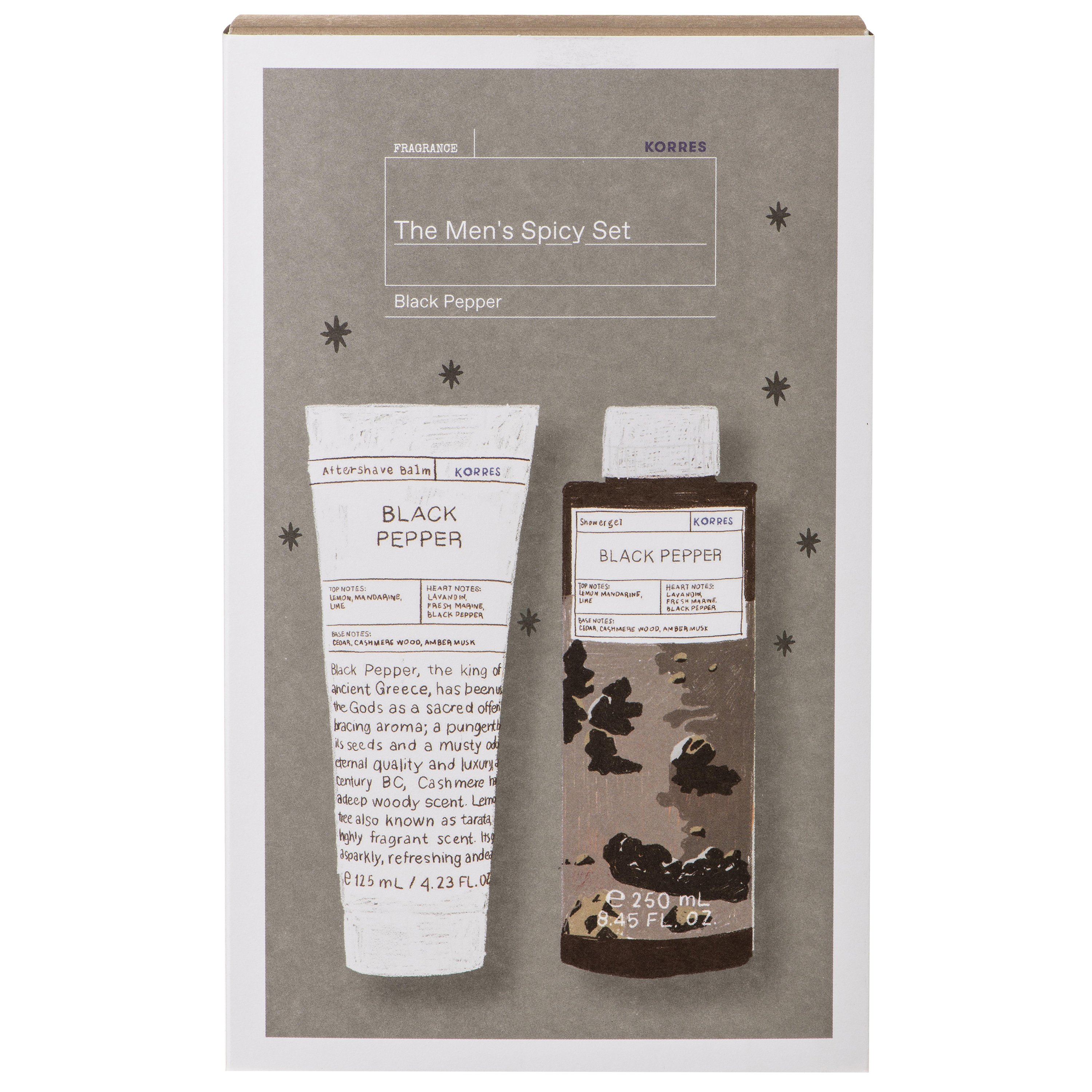 Korres Gift Set The Men’s Spicy Set Black Pepper Aftershave Balm 125ml & Showergel 250ml σε Ειδική Τιμή