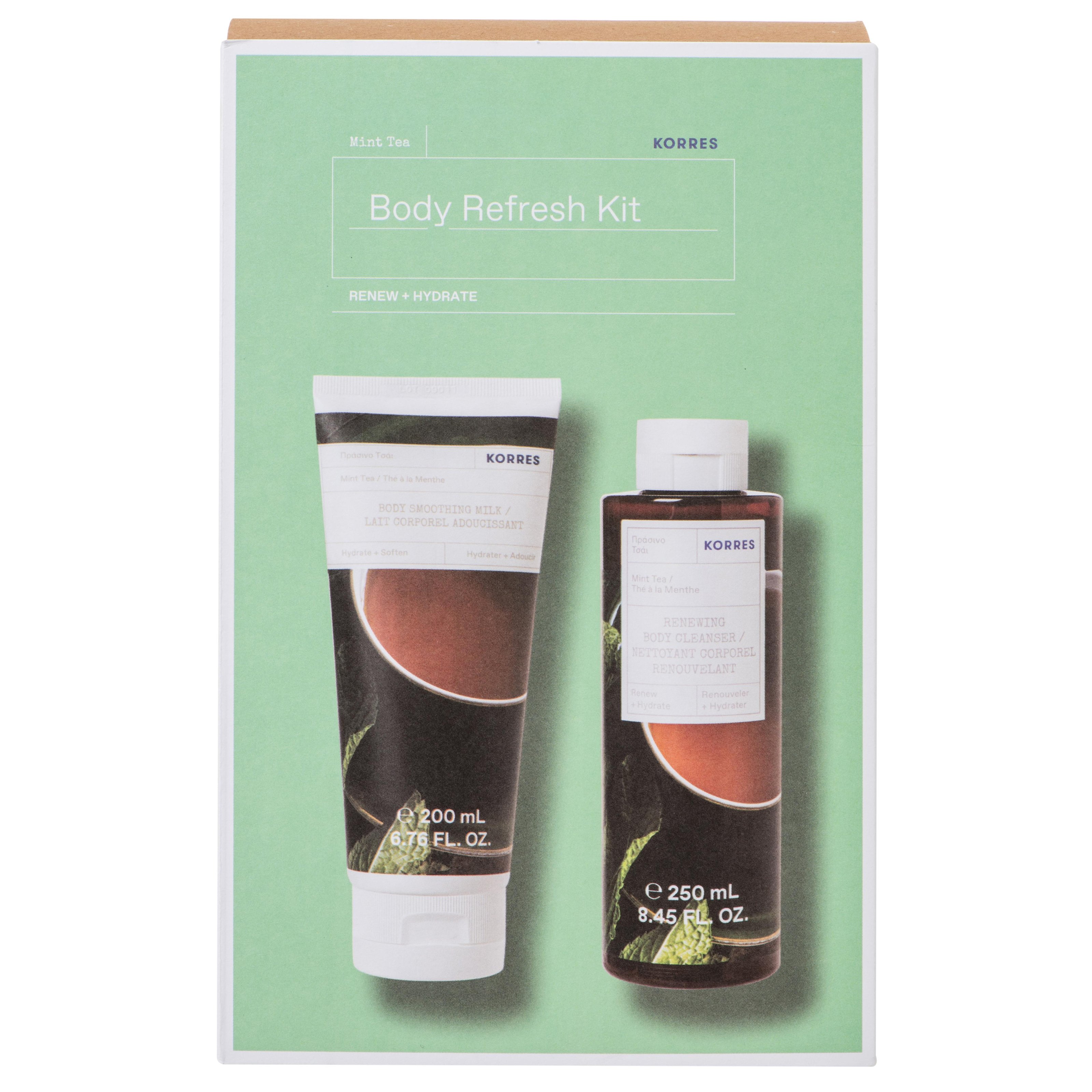 Korres Promo Mint Tea Body Refresh Kit Renewing Cleanser 250ml & Body Smoothing Milk 200ml σε Ειδική Τιμή