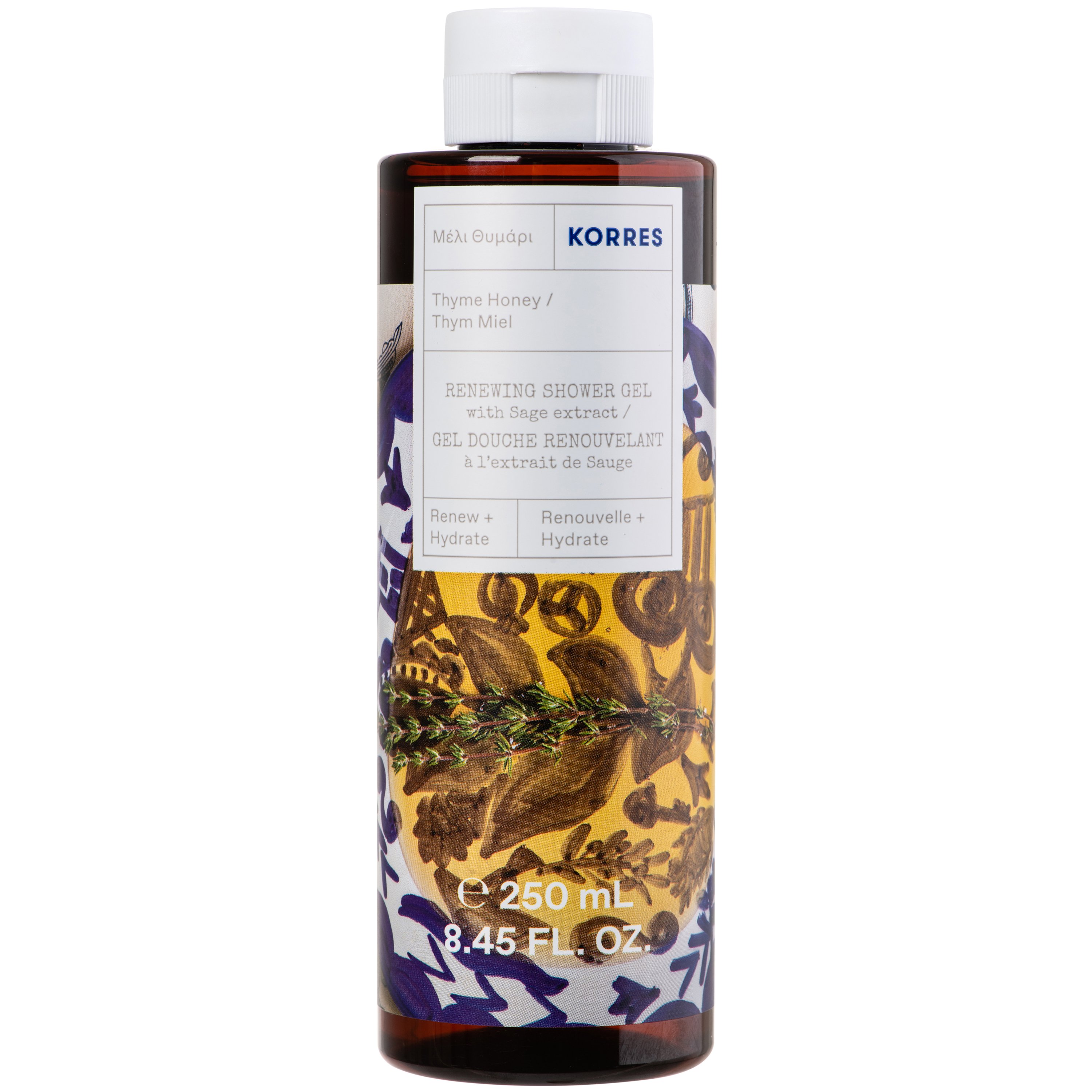 Korres Thyme Honey Renewing Shower Gel Αναζωογονητικό Αφρόλουτρο με Τονωτικό Εκχύλισμα Φασκόμηλου & Εκλεπτυσμένο Άρωμα Μέλι, Θυμάρι 250ml