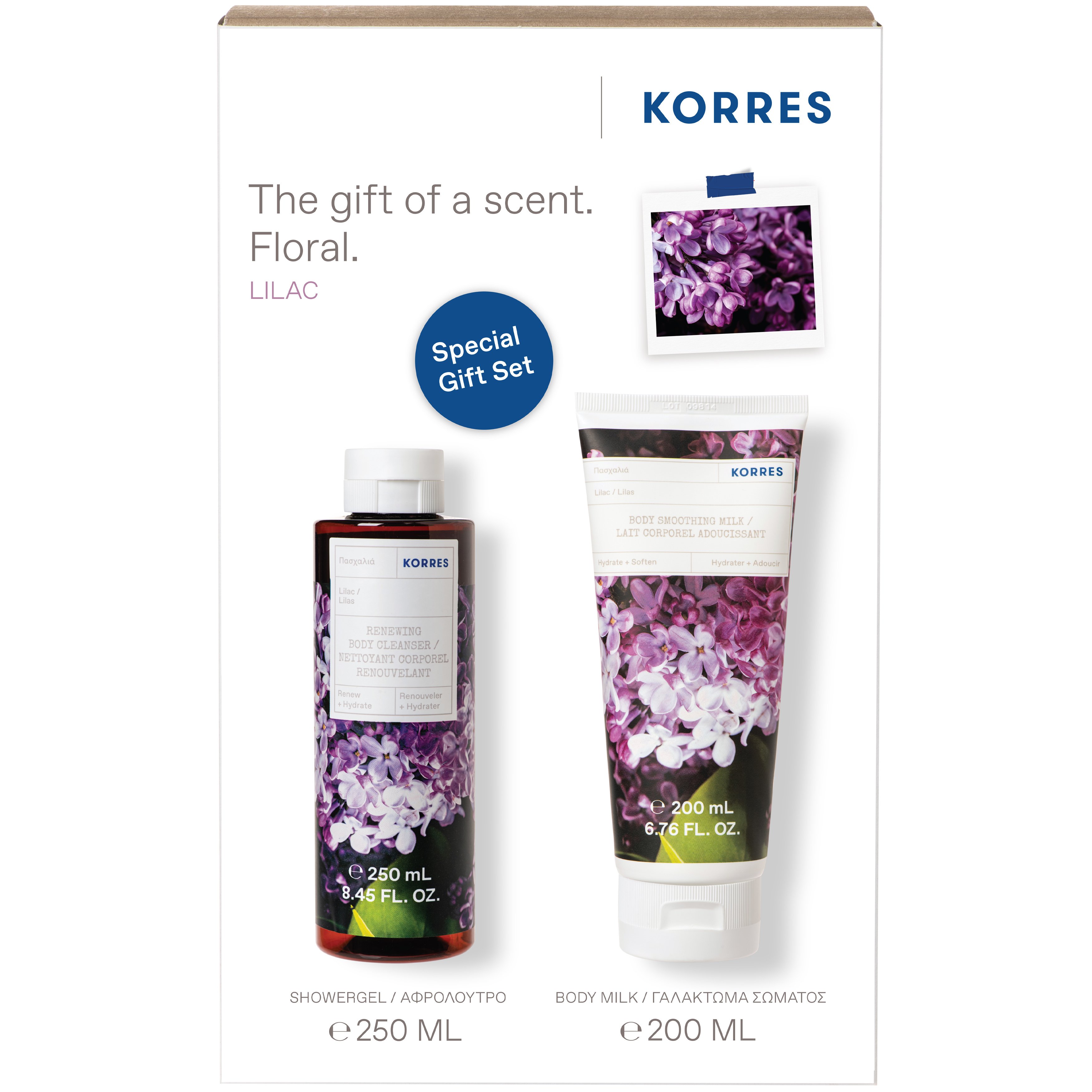 Korres Πακέτο Προσφοράς Renewing Body Cleanser Lilac 250ml & Body Smoothing Milk Lilac 200ml