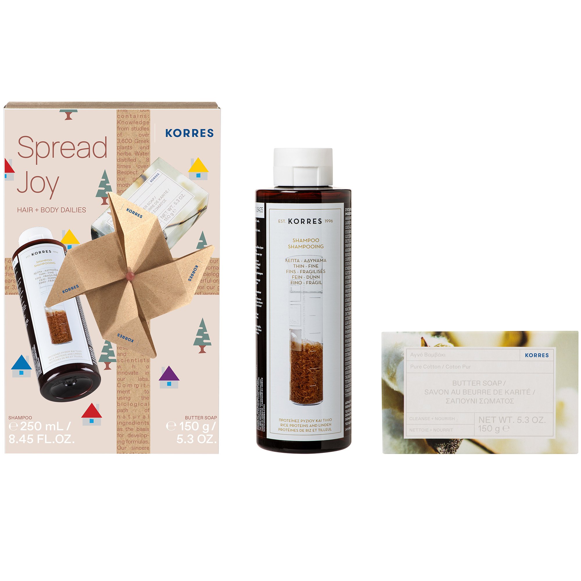 Korres Πακέτο Προσφοράς Spread Joy Hair – Body Dailies Shampoo 250ml & Butter Soap 150g