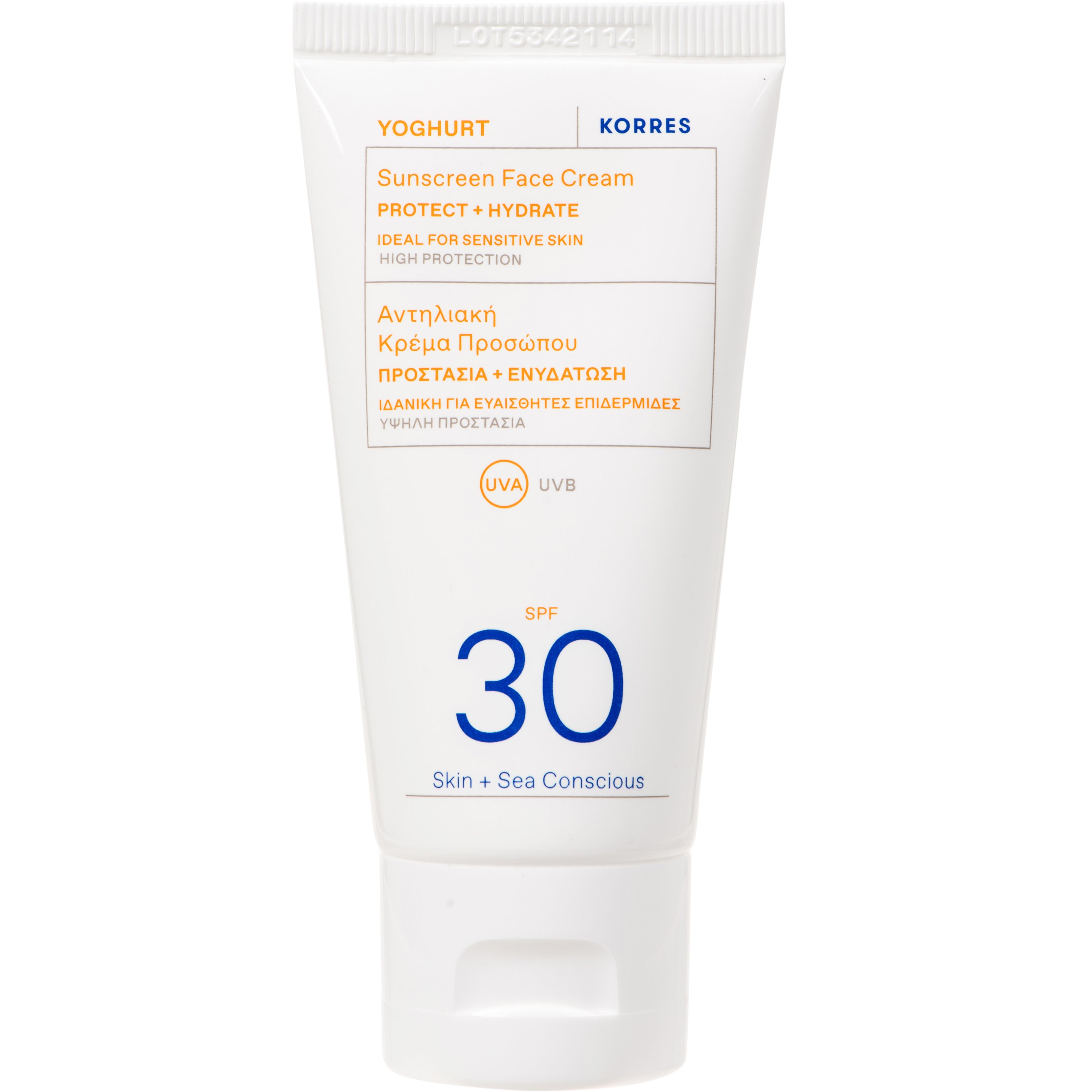 Korres Korres Yoghurt Sunscreen Face Cream Spf30 Αντηλιακή Κρέμα Προσώπου Υψηλής Προστασίας για Άμεση Ενυδάτωση, Κατάλληλο για Ευαίσθητες Επιδερμίδες 50ml