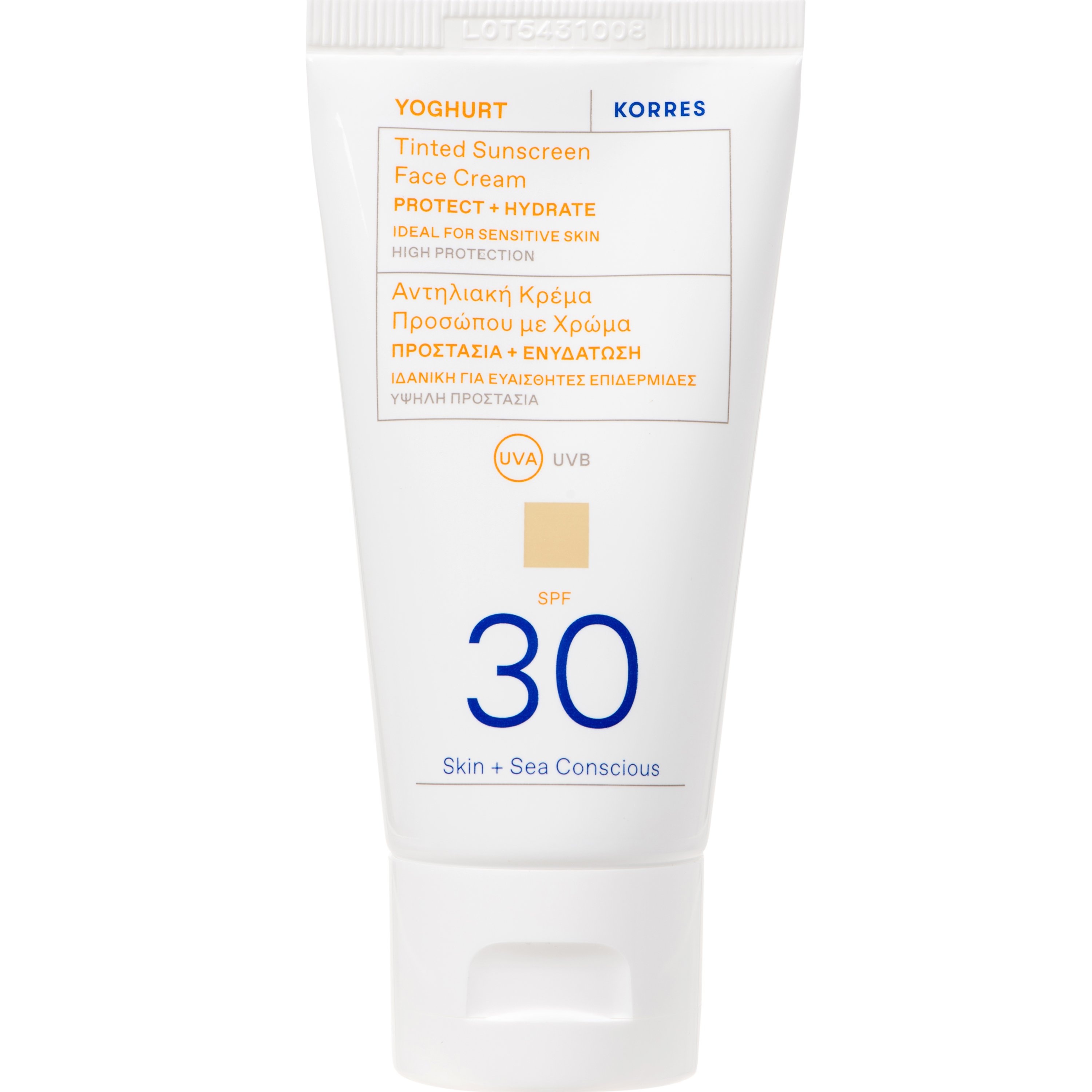 Korres Korres Yoghurt Tinted Sunscreen Face Cream Spf30 Αντηλιακή Κρέμα Προσώπου με Χρώμα Υψηλής Προστασίας για Άμεση Ενυδάτωση, Κατάλληλο για Ευαίσθητες Επιδερμίδες 50ml