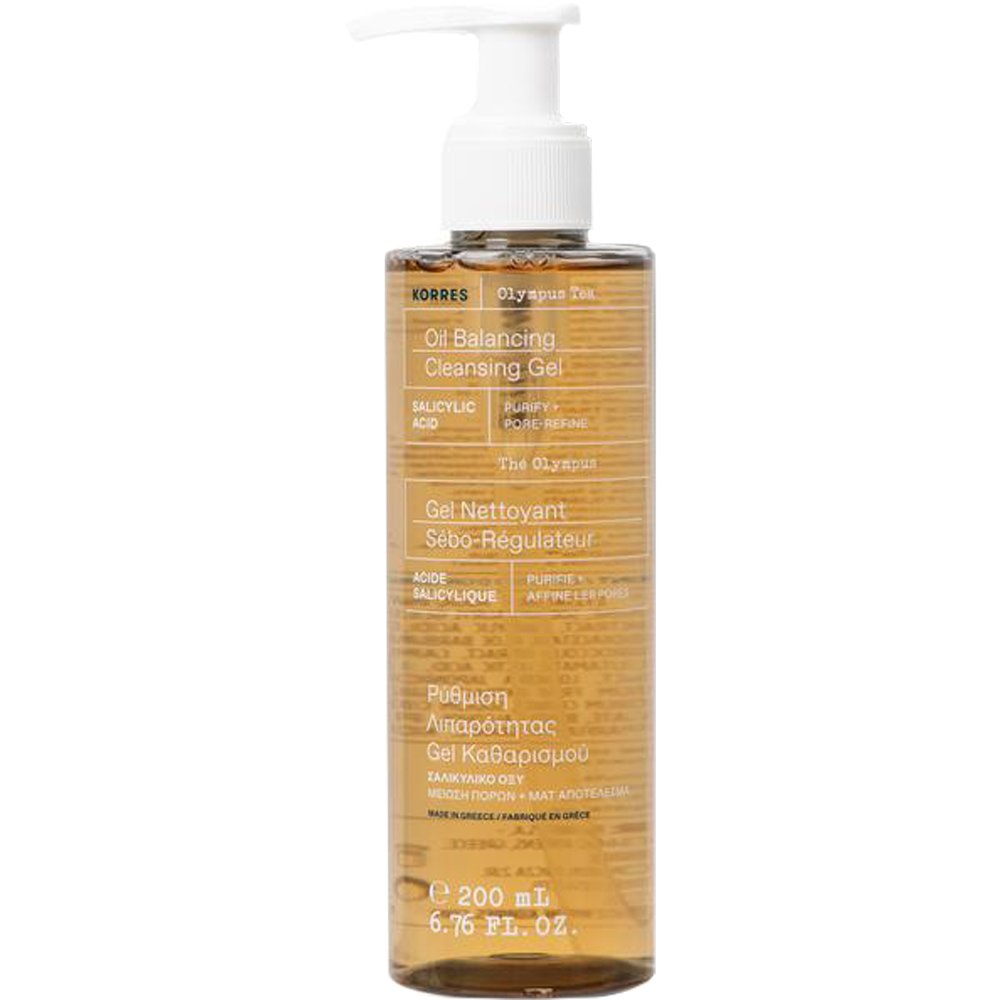 Korres Oil Balancing Cleansing Gel Olympus Tea Δροσιστικό Τζελ Καθαρισμού που Επαναφέρει την Ισορροπία του Δέρματος με Εκχύλισμα Τσάι Ολύμπου 200ml