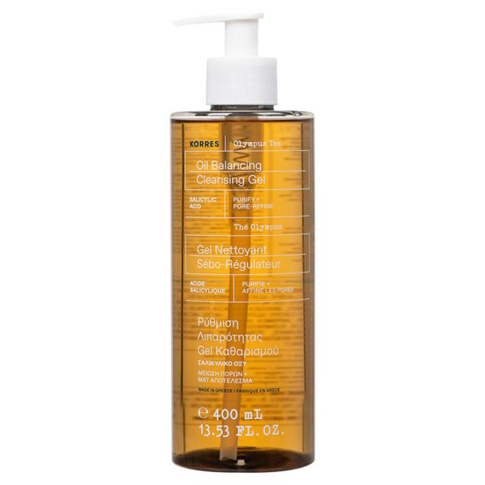 Korres Oil Balancing Cleansing Gel Olympus Tea Δροσιστικό Τζελ Καθαρισμού που Επαναφέρει την Ισορροπία του Δέρματος με Εκχύλισμα Τσάι Ολύμπου 400ml