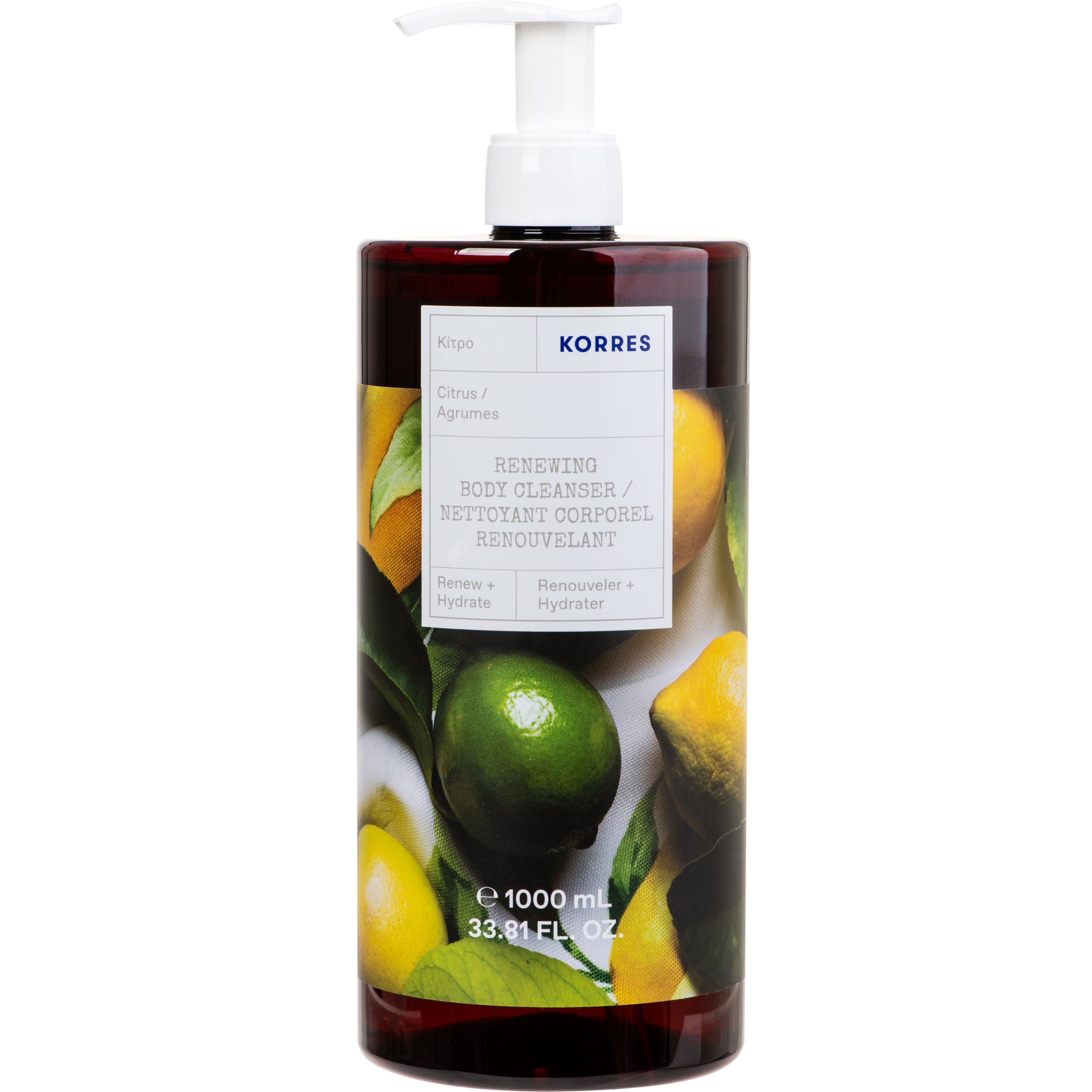 Korres Renewing Body Cleanser Citrus Shower Gel Αναζωογονητικό, Ενυδατικό Αφρόλουτρο με Άρωμα Εσπεριδοειδών με Αντλία 1000ml