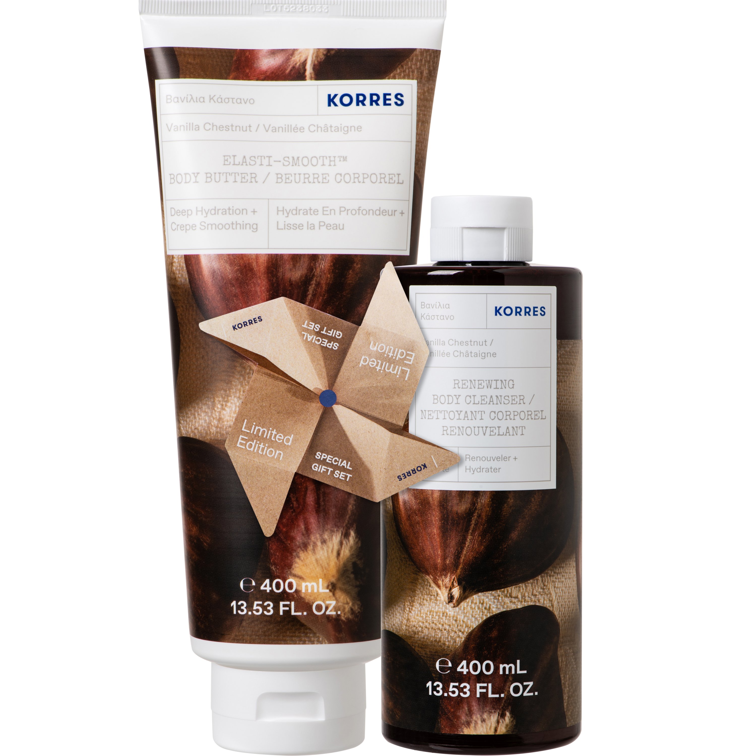 Korres Promo Renewing Body Cleanser Vanilla Chestnut Shower Gel 400ml & Elasti – Smooth Body Buttter 400ml