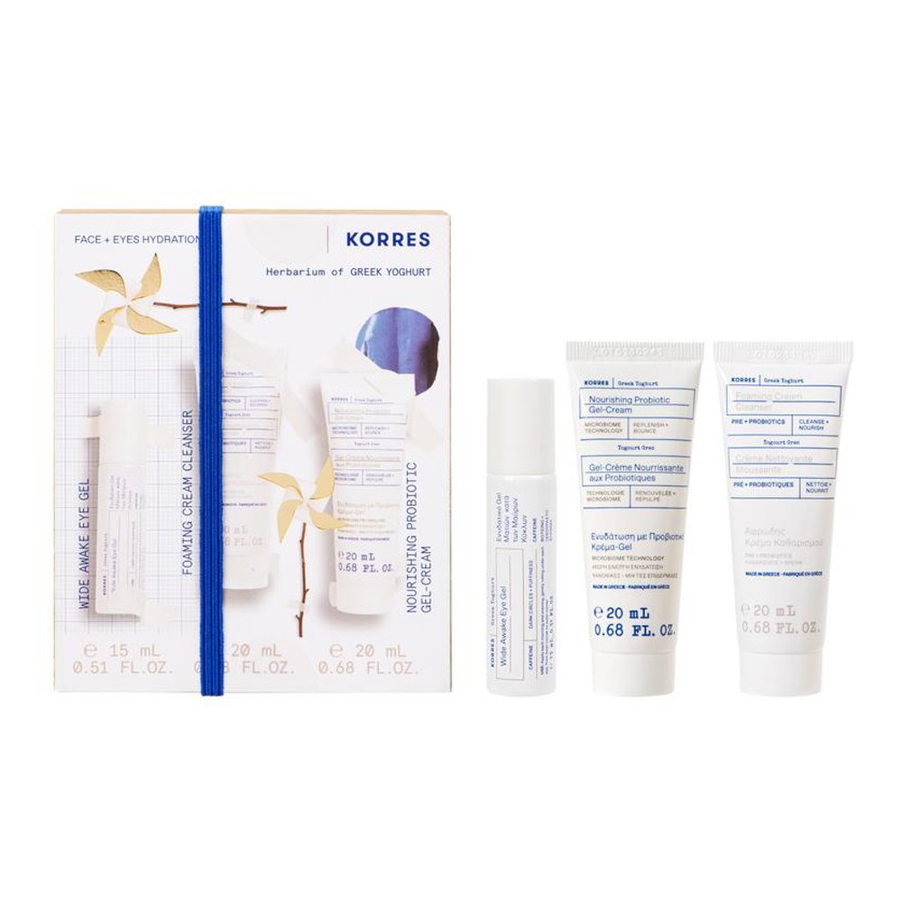 Korres Korres Promo Wide Awake Eye Gel 15ml & Foaming Cream Clenser 20ml & Nourishing Probiotic Gel-Cream 20ml