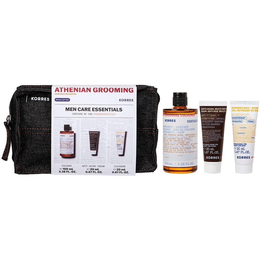 Korres Korres Promo Athenian Grooming Bergamot & Leather Eau de Cologne 100ml & Δώρο Anti-Aging Multi-Defender Recipe 20ml & Δώρο Barber's Face & Beard Cleanser 20ml & Δώρο Νεσεσέρ 1 Τεμάχιο