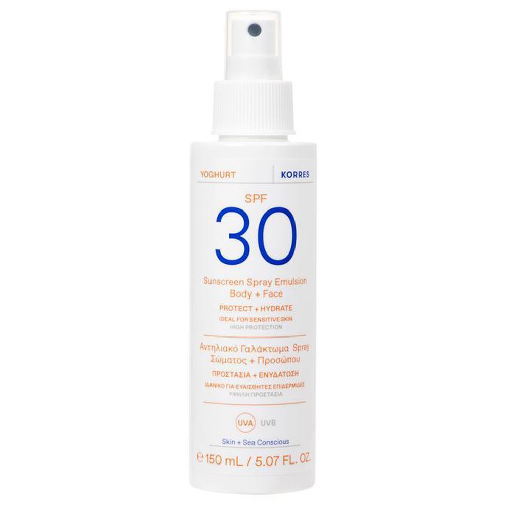 Korres Yoghurt Sunscreen Spray Emulsion Body & Face Portect & Hydrate Spf30 Αντηλιακό Γαλάκτωμα Σώματος & Προσώπου σε Μορφή Σπρέι Υψηλής Προστασίας 150ml