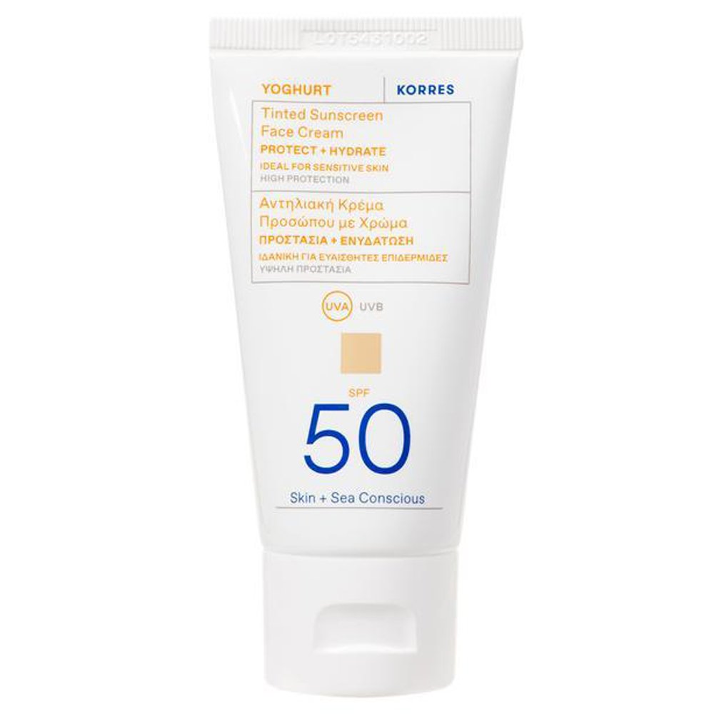 Korres Korres Yoghurt Tinted Sunscreen Face Cream Protect & Hydrate Spf50 Αντηλιακή Κρέμα Προσώπου Υψηλής Προστασίας με Χρώμα για Προστασία & Ενυδάτωση 50ml