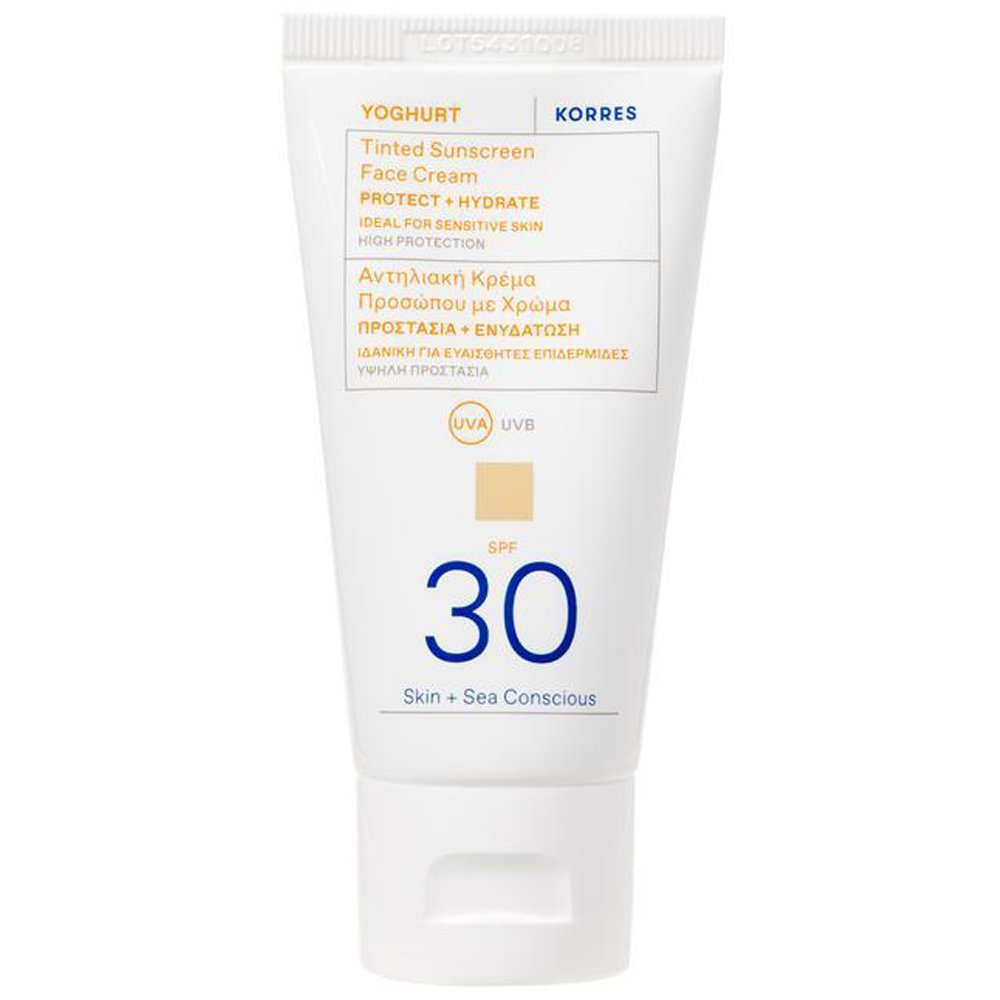 Korres Korres Yoghurt Tinted Sunscreen Face Cream Protect & Hydrate Spf30 Αντηλιακή Κρέμα Προσώπου Υψηλής Προστασίας με Χρώμα για Προστασία & Ενυδάτωση 50ml