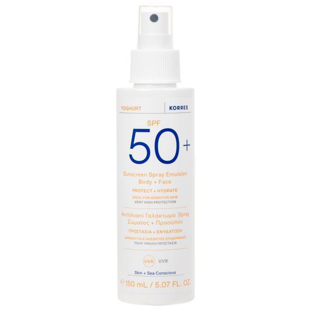 Korres Korres Yoghurt Emulsion Body & Face Protect & Hydrate Sunscreen Spray Spf50+, 150ml,Ενυδατικό Αντηλιακό Γαλάκτωμα Σπρέι Σώματος & Προσώπου Πολύ Υψηλής Προστασίας