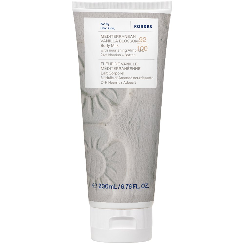 Korres Mediterranean Vanilla Blossom & Nourishing Almond Oil Body Milk Απαλό Γαλάκτωμα Σώματος με Ιδιαίτερο Άρωμα Βανίλιας με Απαλές νότες από Λευκά Άνθη & Αμυγδαλέλαιο 200ml