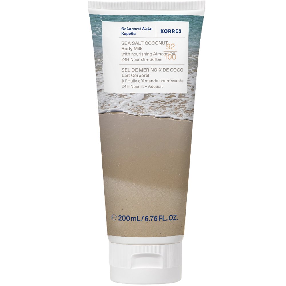 Korres Sea Salt Coconut & Nourishing Almond Oil Body Milk Απαλό Γαλάκτωμα Σώματος με Άρωμα Καρύδας, Δροσερό Θαλασσινό Αλάτι Συνδυασμένο με Καρύδα & Αμυγδαλέλαιο 200ml