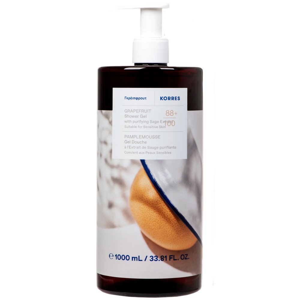 Korres With Purifying Sage Extract Grapefruit Shower Gel Αναζωογονητικό, Ενυδατικό Αφρόλουτρο με Εκχύλισμα Φασκόμηλου & με Άρωμα Γκρέιπφρουτ, με Αντλία 1000ml