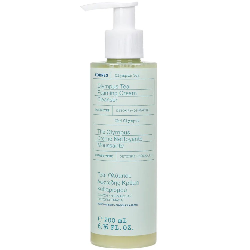 Korres Olympus Tea Foaming Face & Eyes Cream Cleanser Κρέμα Καθαρισμού Προσώπου & Ματιών για Τόνωση & Ντεμακιγιάζ με Τσάι του Ολύμπου 200ml
