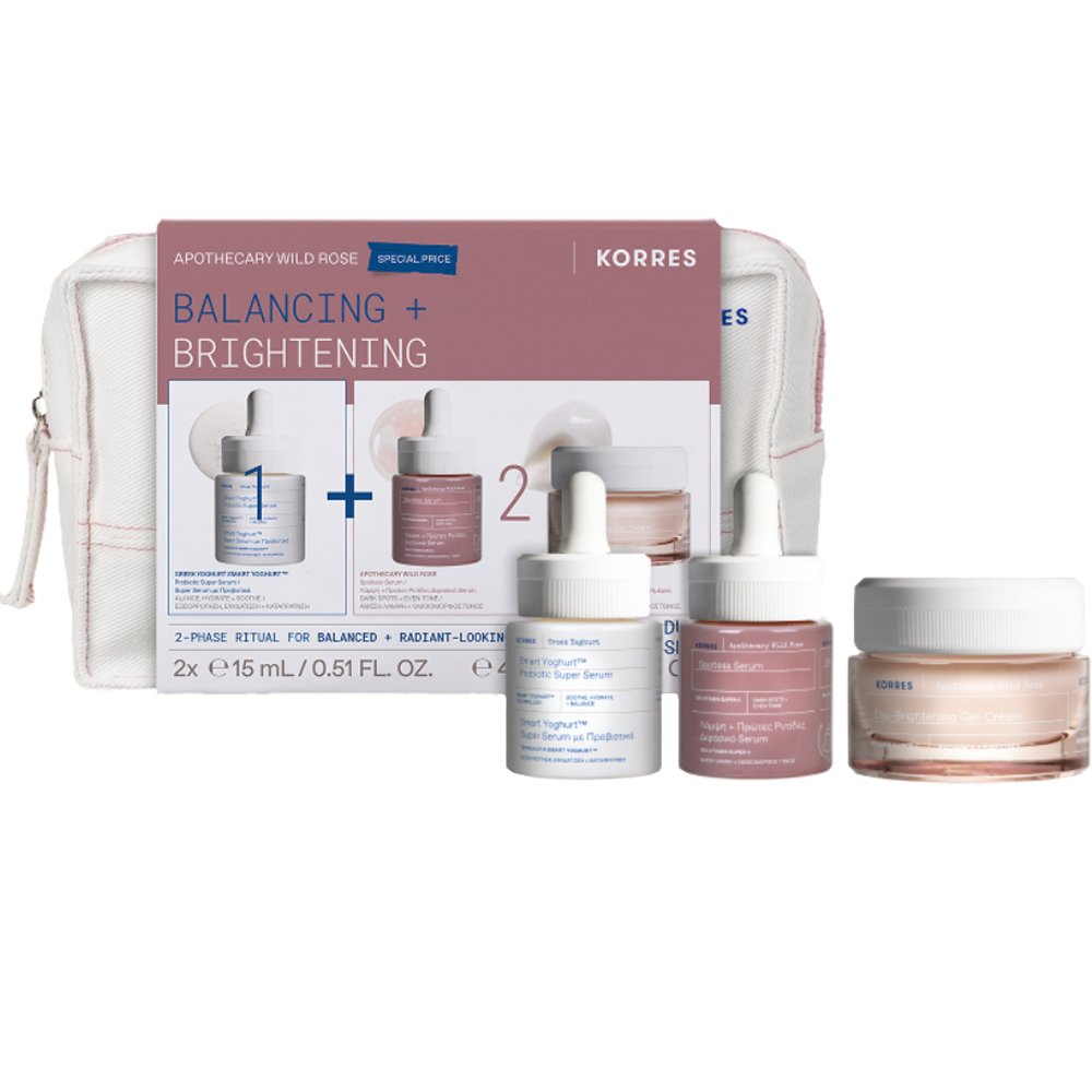 Korres Promo Greek Yoghurt Smart Probiotic Super Serum 15ml & Apothecary Wild Rose Vitamin Super C Spotless Serum 15ml & Wild Rose Vitamin Super C Face Cream Normal Mixed 40ml & Δώρο Νεσεσέρ 1 Τεμάχιο