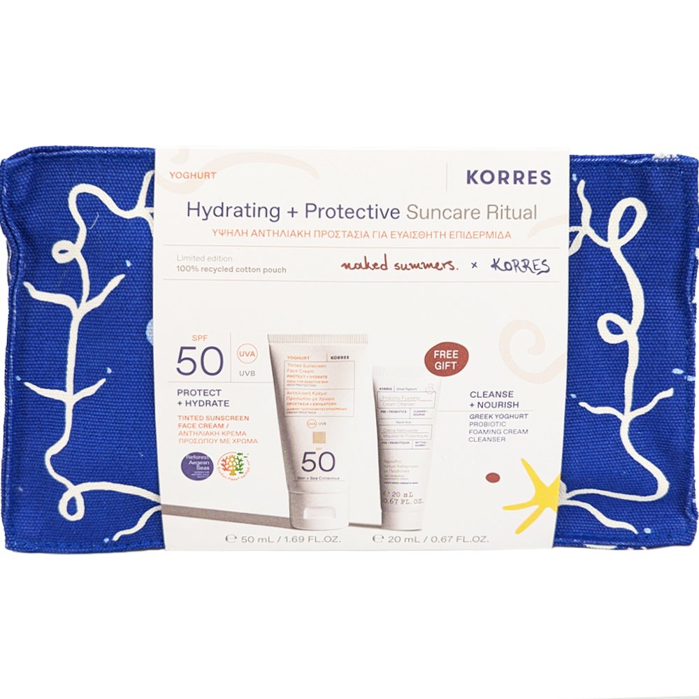 Korres Korres Promo Greek Yoghurt Tinted Sunscreen Face Cream Protect & Hydrate Spf50, 50ml & Δώρο Foaming Cream Cleanser with Pre + Probiotics 20ml & Νεσεσέρ 1 Τεμάχιο