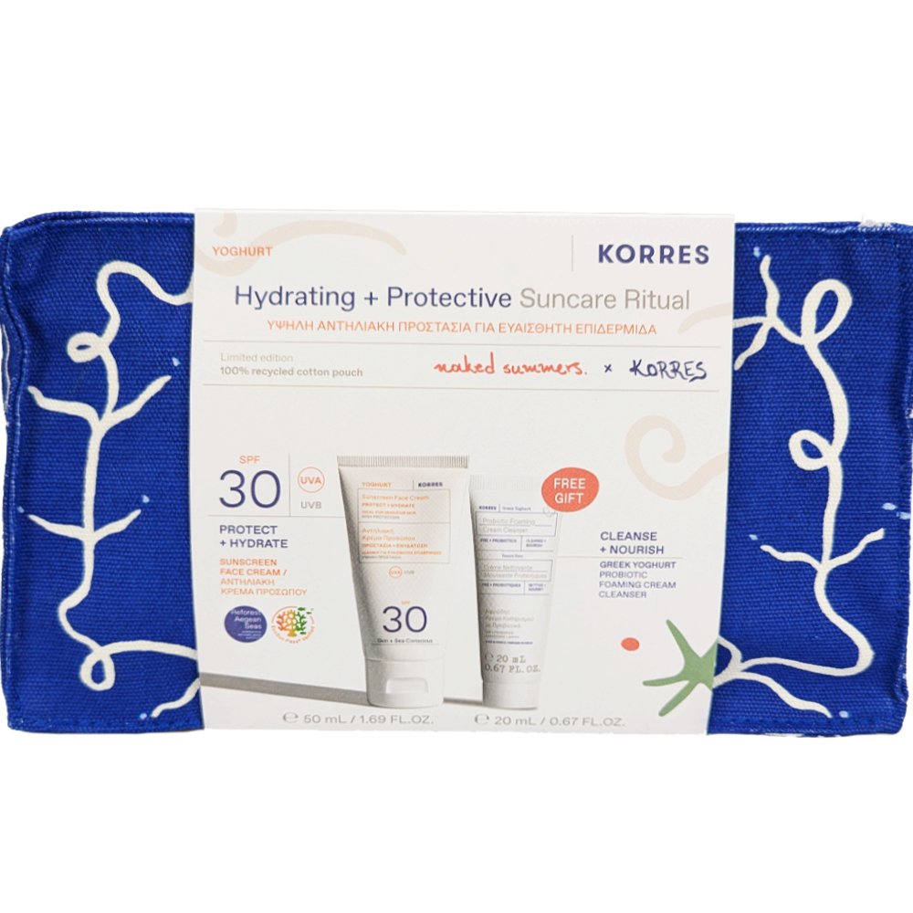 Korres Korres Promo Yoghurt  Sunscreen Face Cream Protect & Hydrate Spf30, 50ml & Δώρο Foaming Cream Cleanser with Pre + Probiotics 20ml & Νεσεσέρ 1 Τεμάχιο