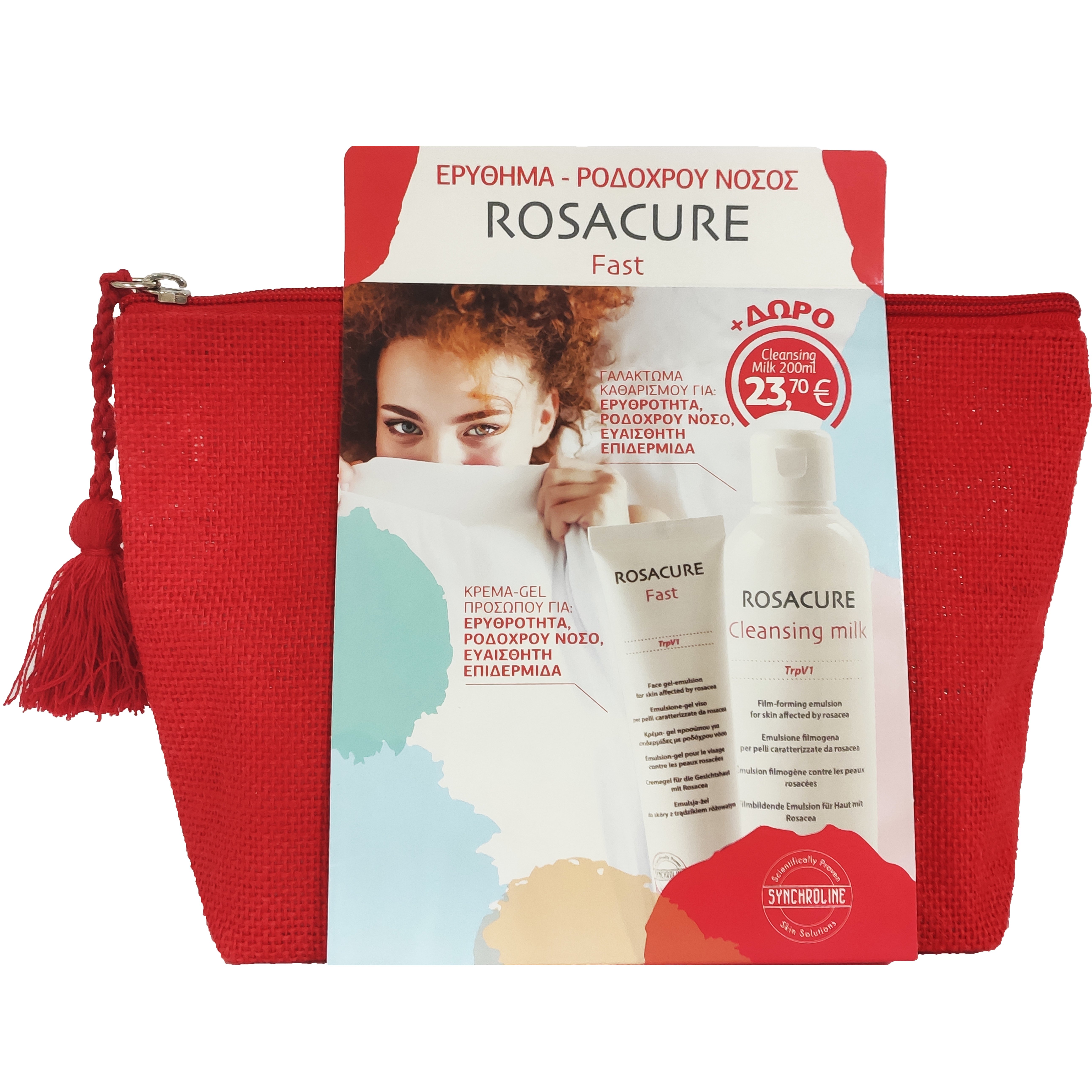 Synchroline Rosacure Πακέτο Προσφοράς Fast Cream, Gel Προσώπου για Επιδερμίδες με Ροδόχρου Νόσο 30ml & Δώρο Cleansing Milk 200ml