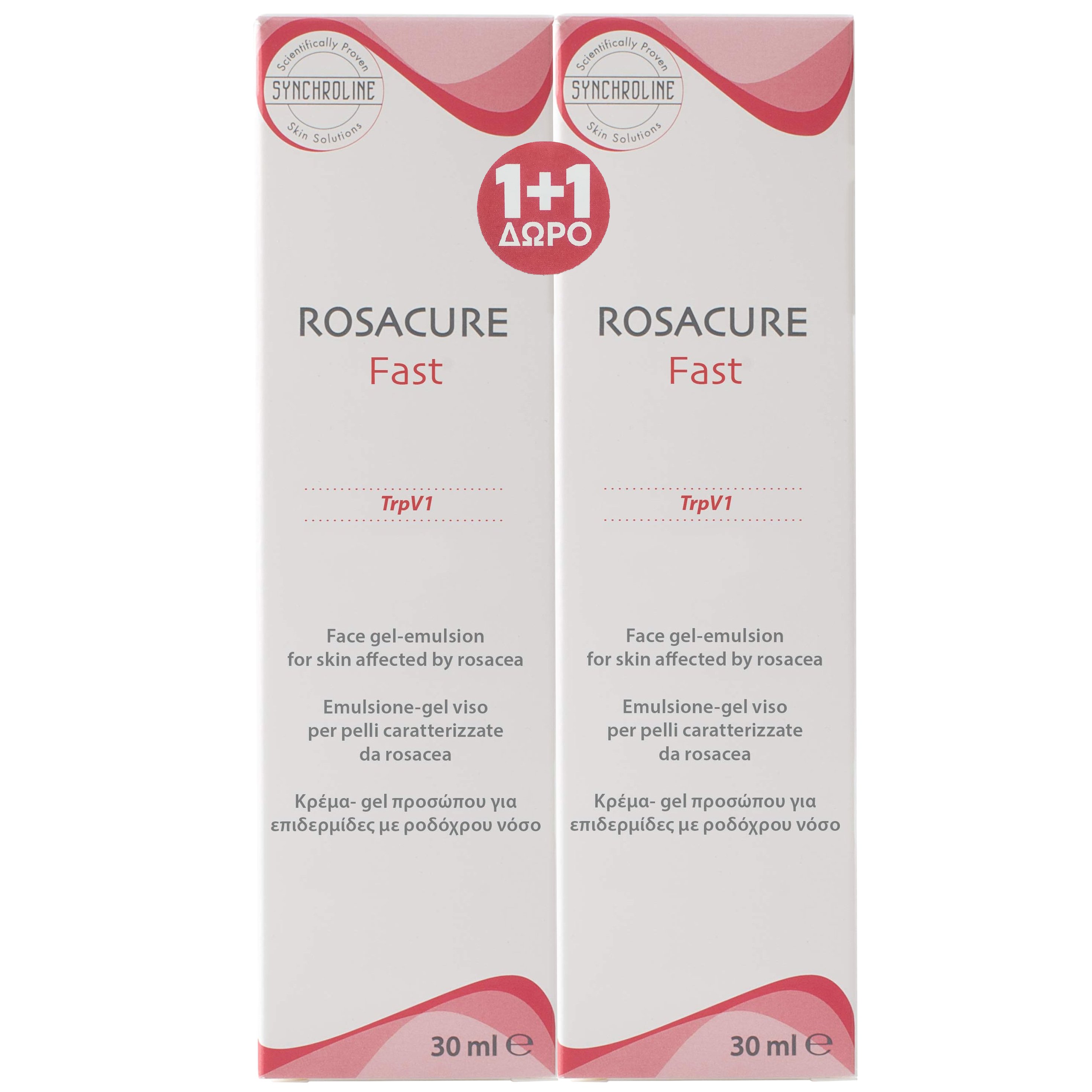 Synchroline Πακέτο Προσφοράς Rosacure Fast Face Gel Emulsion Κρέμα Gel Προσώπου για την Αντιμετώπιση του Ερυθήματος 2x30ml