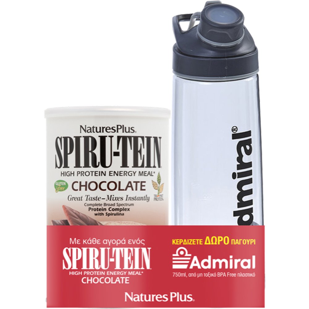 Natures Plus Πακέτο Προσφοράς Spiru-Tein High Protein Energy Meal Chocolate 476g & Δώρο Admiral Παγούρι 750ml