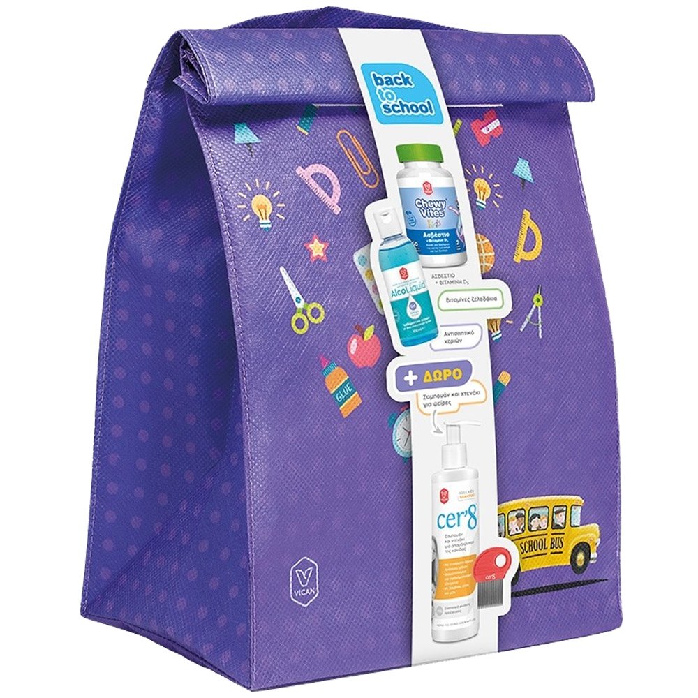 Vican Promo Back to School Chewy Vites Kids Calcium & Vitamin D3 60ζελεδάκια & AlcoLiquid Gel 70% v/v 100ml & Δώρο Cer’8 Free Kids Shampoo 200ml