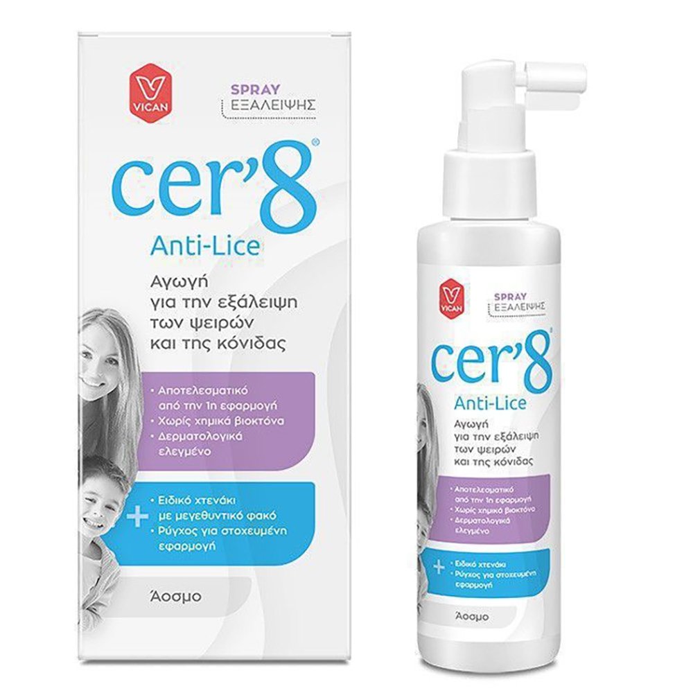 Vican Cer’8 Anti-Lice Elimination Spray Αγωγή για την Εξάλειψη των Ψειρών και της Κόνιδας σε Μορφή Spray 125ml